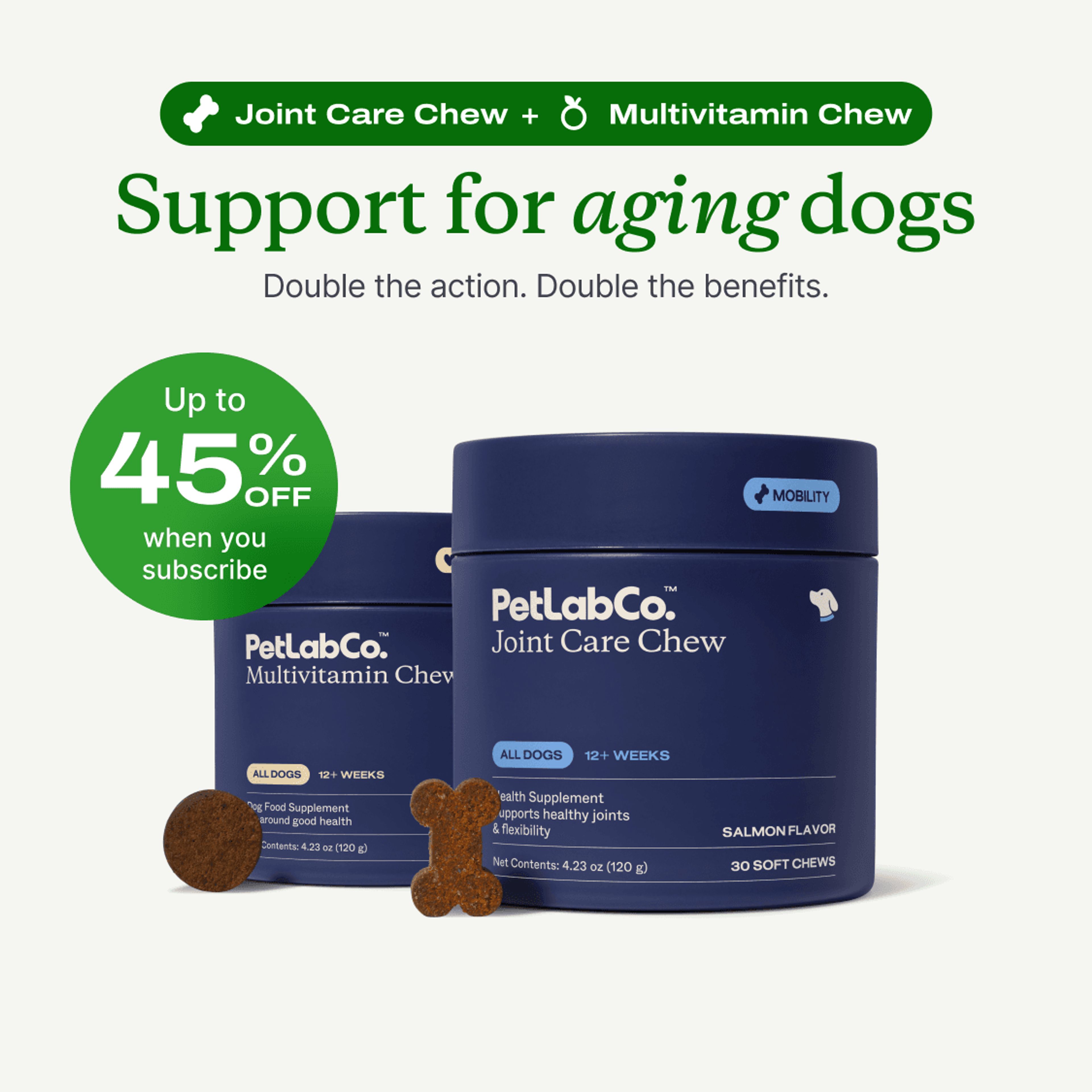 Petlab Co. Senior Dog Bundle product image with subscription offer