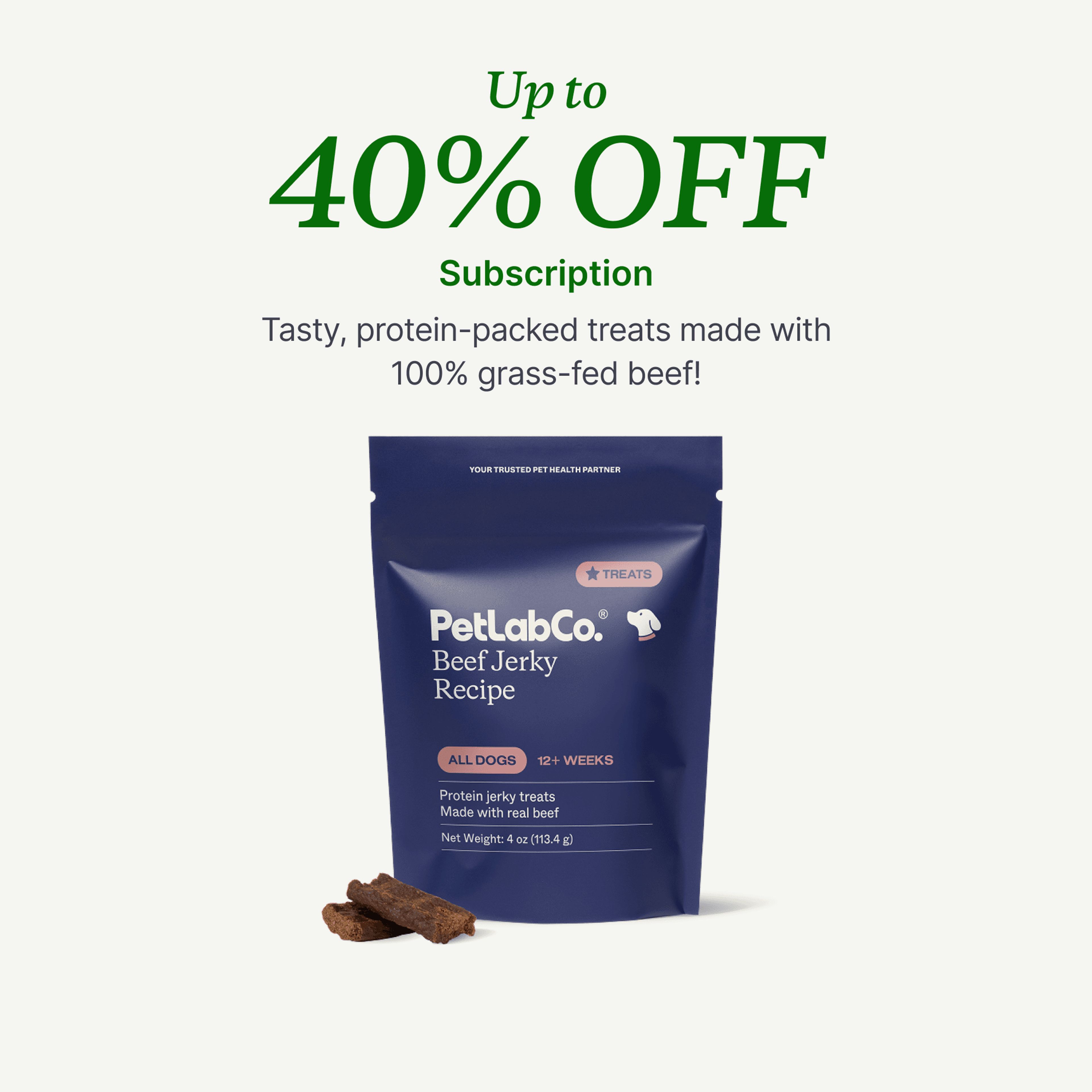 Petlab Co. Beef Jerky Dog Treats product image with subscription offer