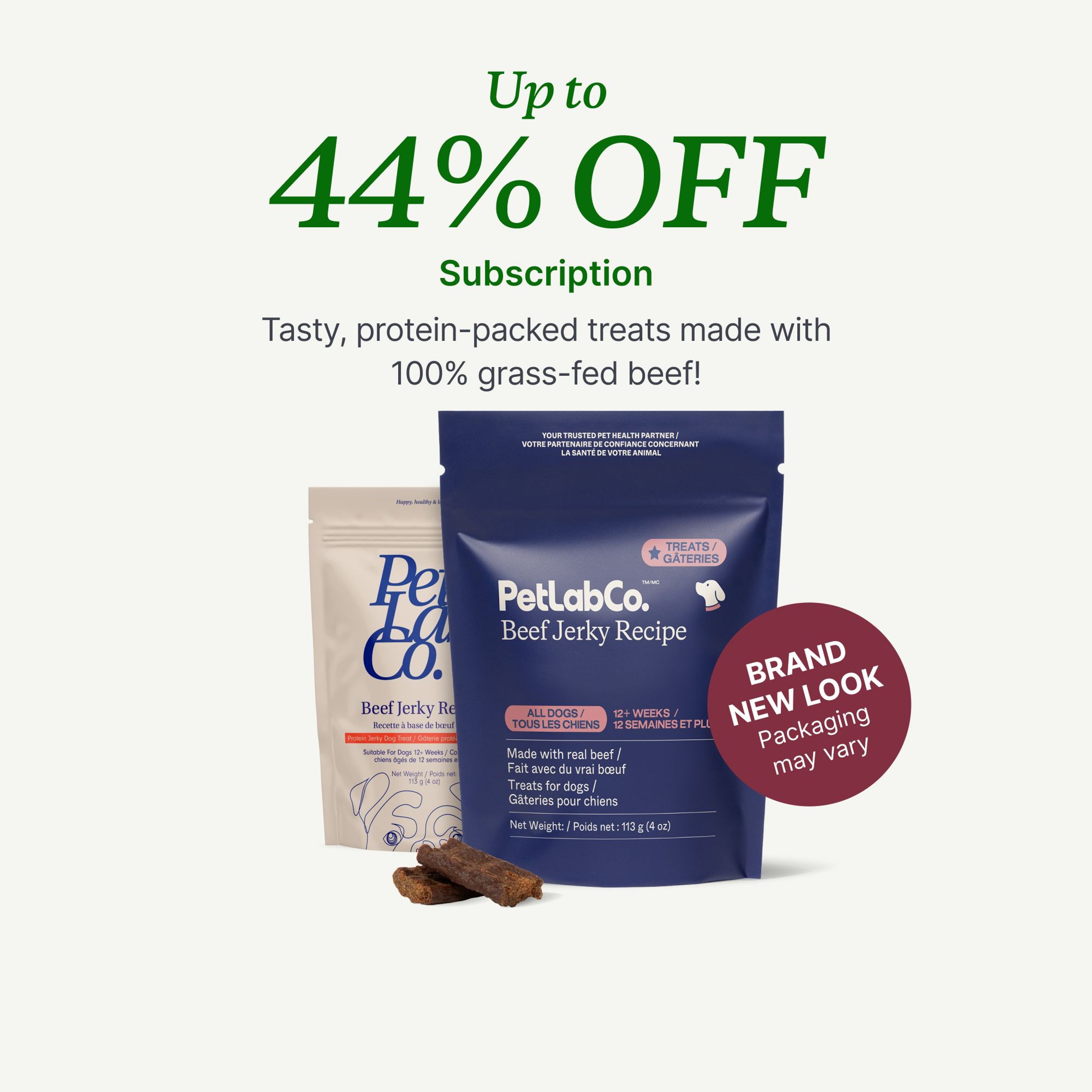 Petlab Co. Beef Jerky Dog Treats product image with subscription offer