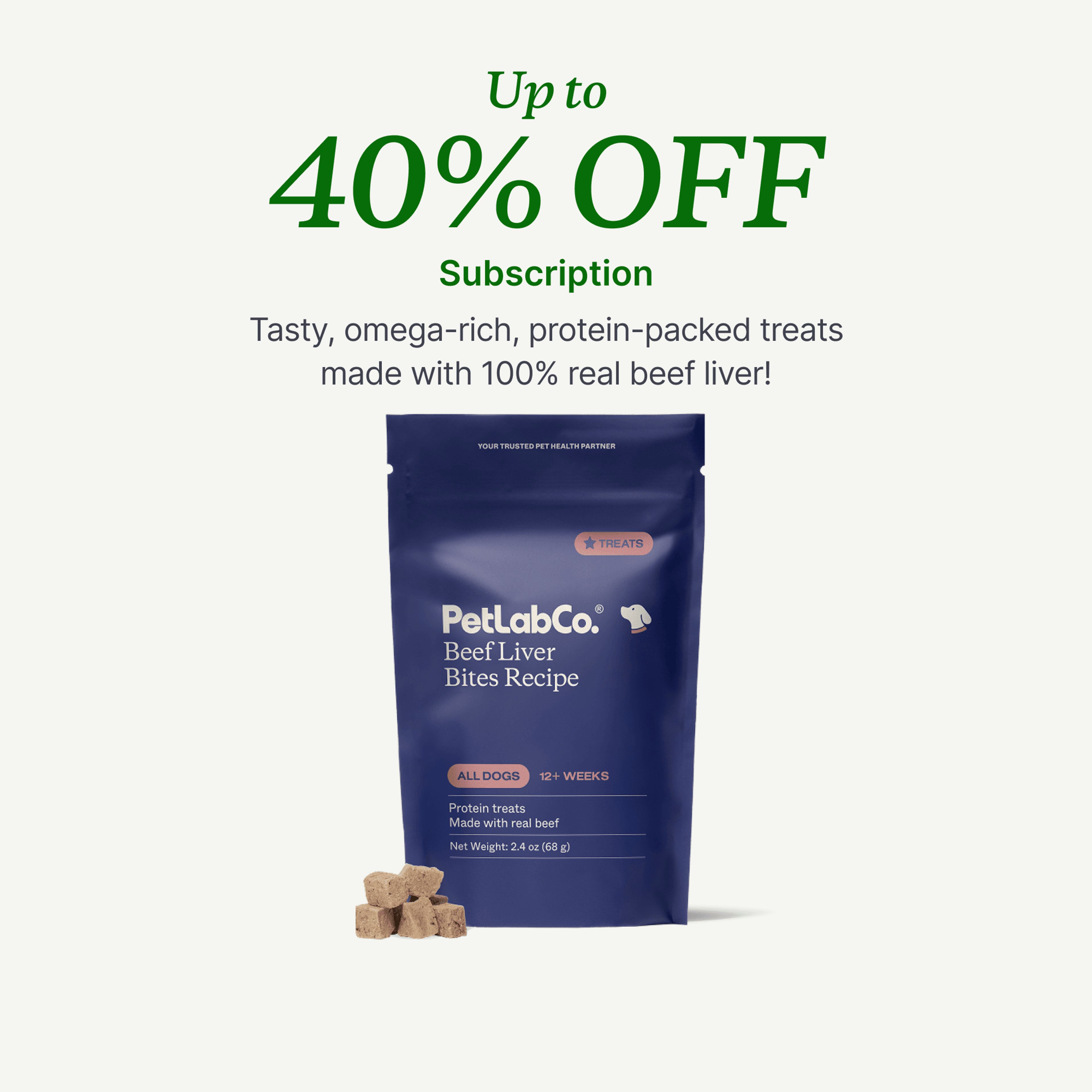 Petlab Co. Beef Liver Bites product image with subscription offer
