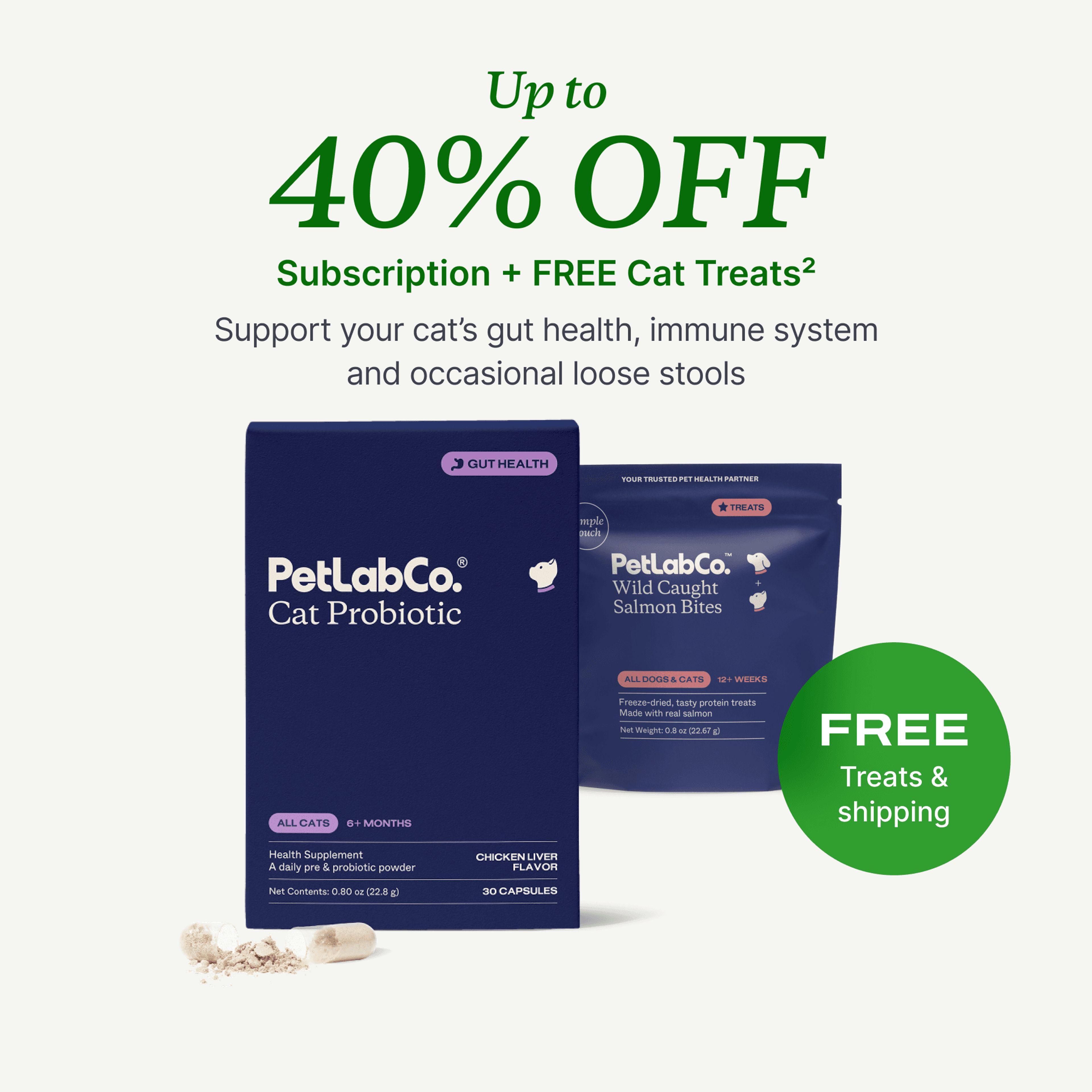 Petlab Co. Probiotics for Cats - Powder Capsules product image with subscription offer