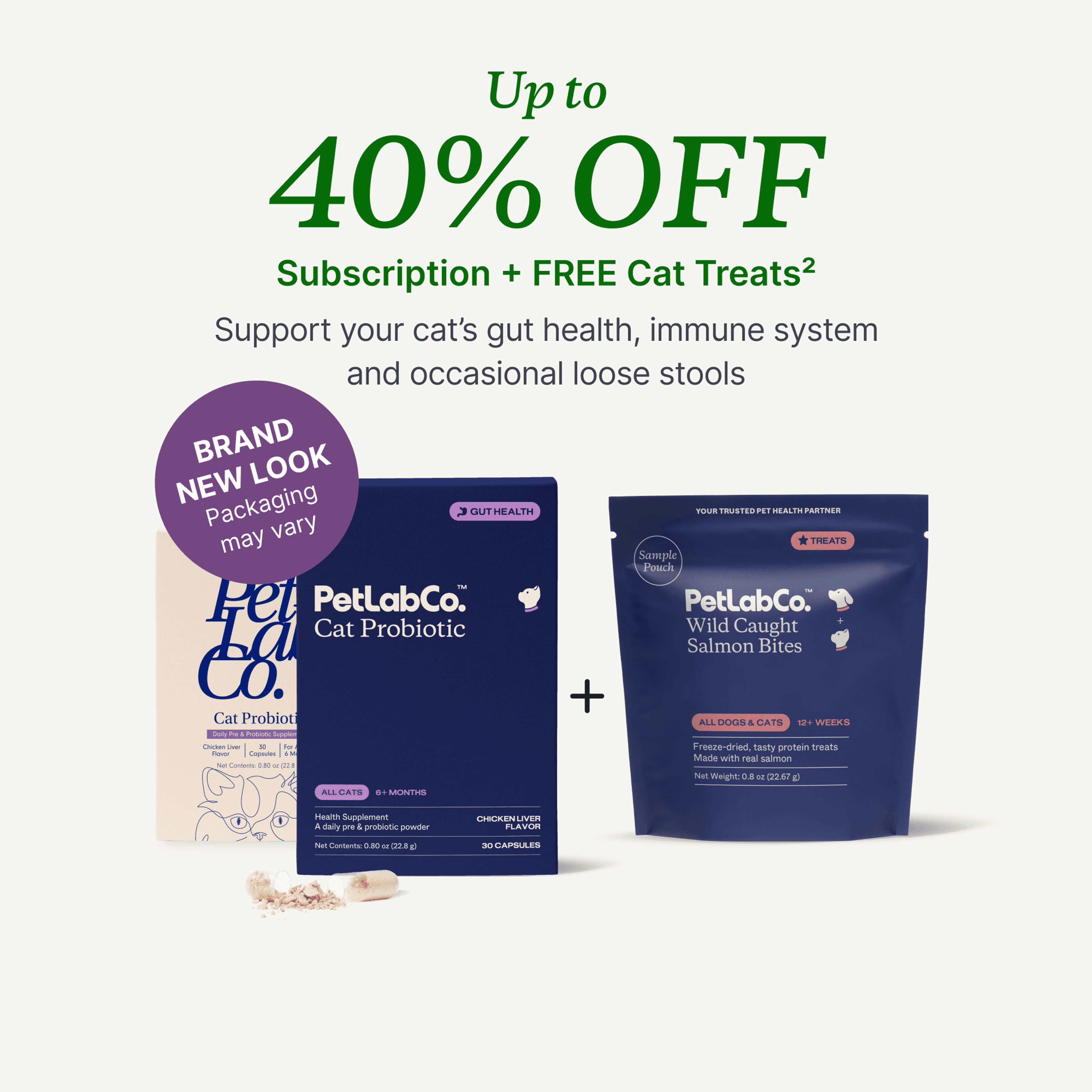 Petlab Co. Probiotics for Cats - Powder Capsules product image with subscription offer