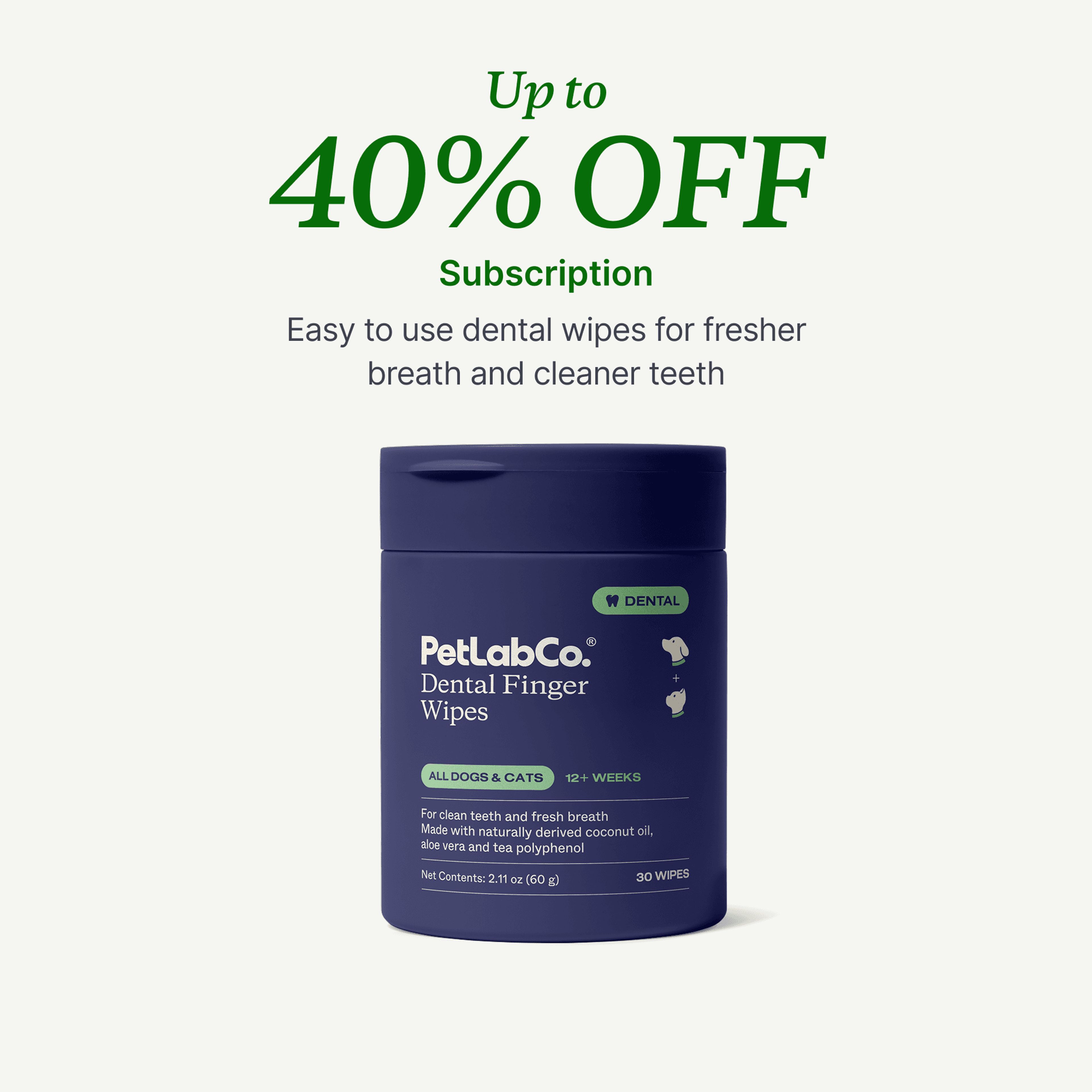 Petlab Co. Dental Finger Wipes product image with subscription offer