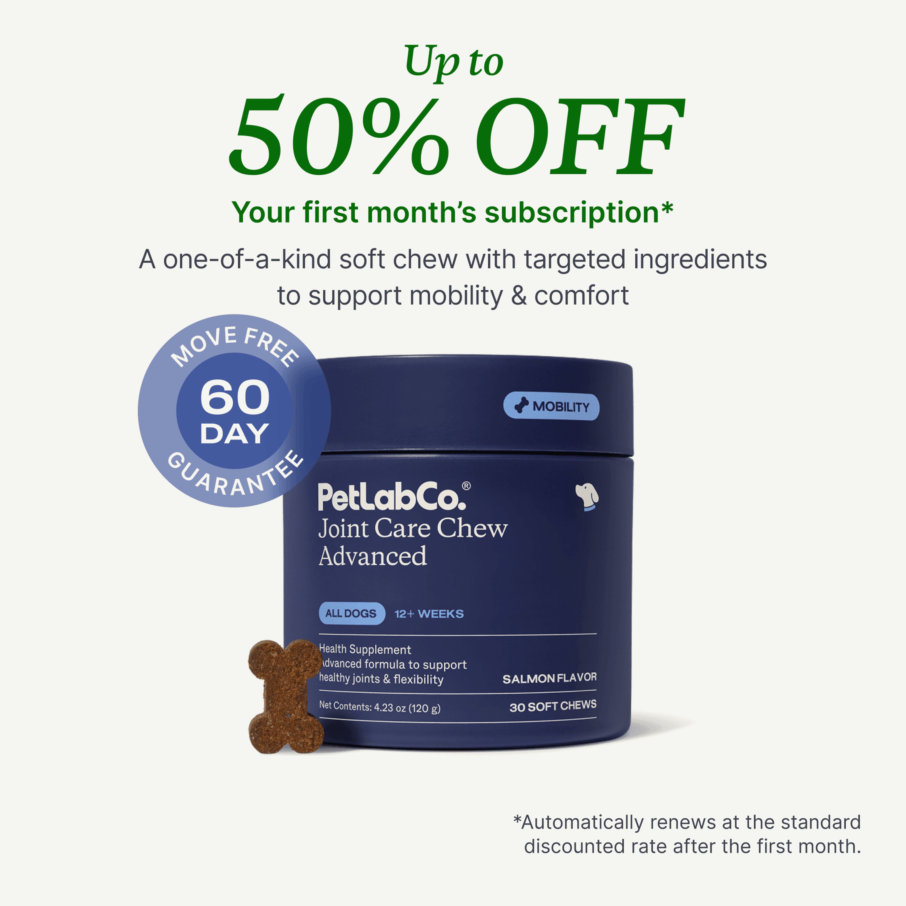 Petlab Co. Joint Care Chew Advanced product image with subscription offer