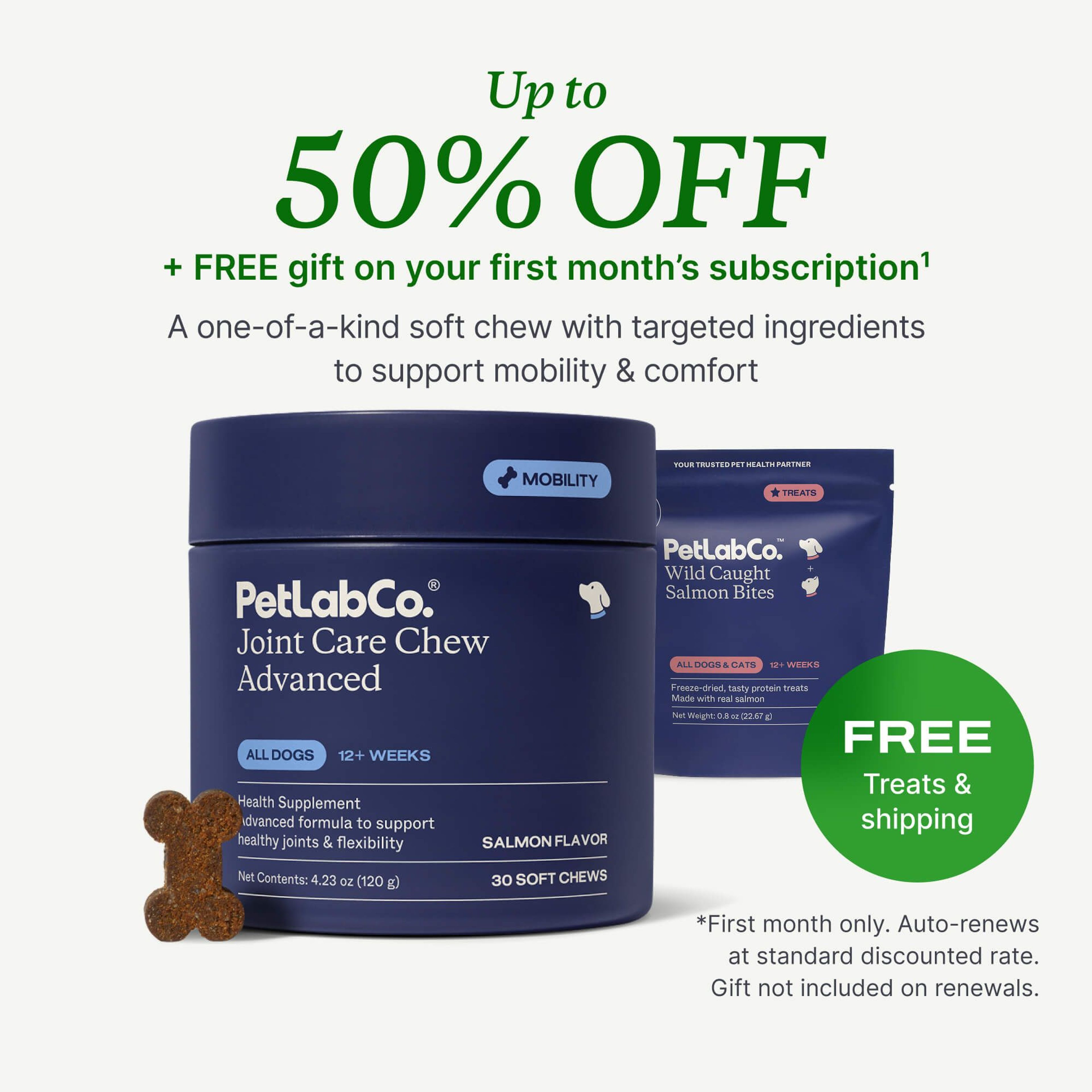 Petlab Co. Joint Care Chew Advanced product image with subscription offer