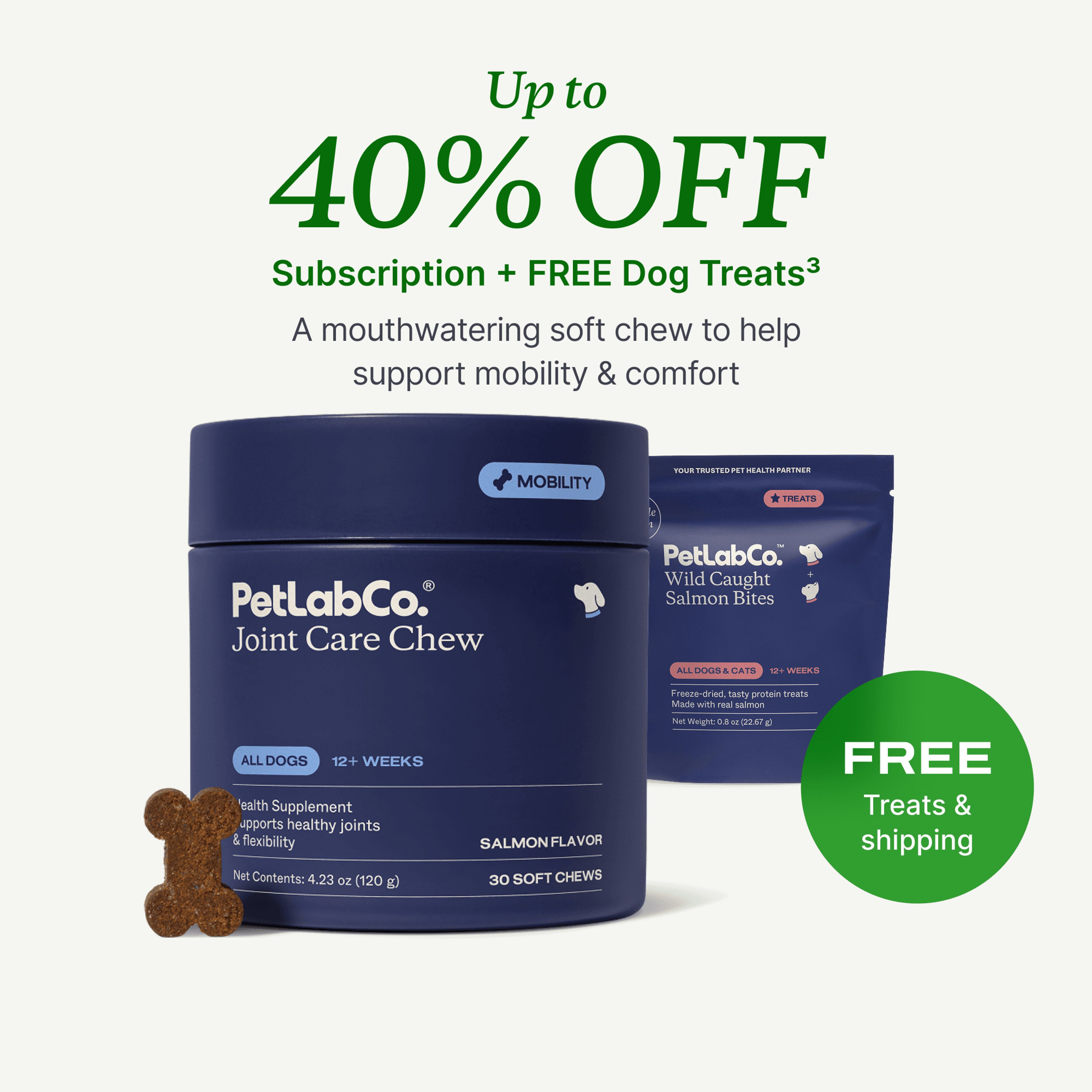 Petlab Co. Joint Care Chews product image with subscription offer