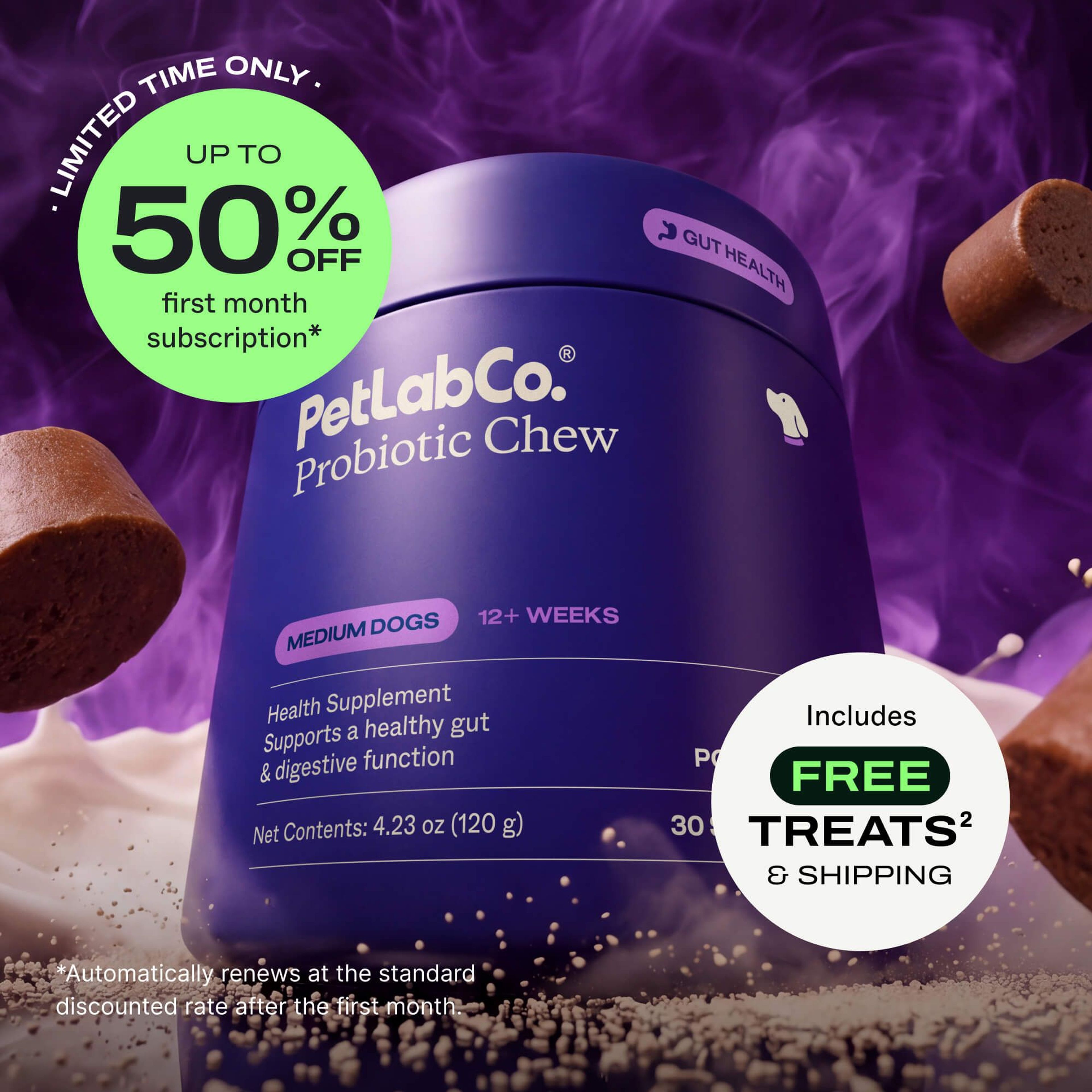 Petlab Co. Tailored Probiotics for Dogs - Soft Chews product image with subscription offer