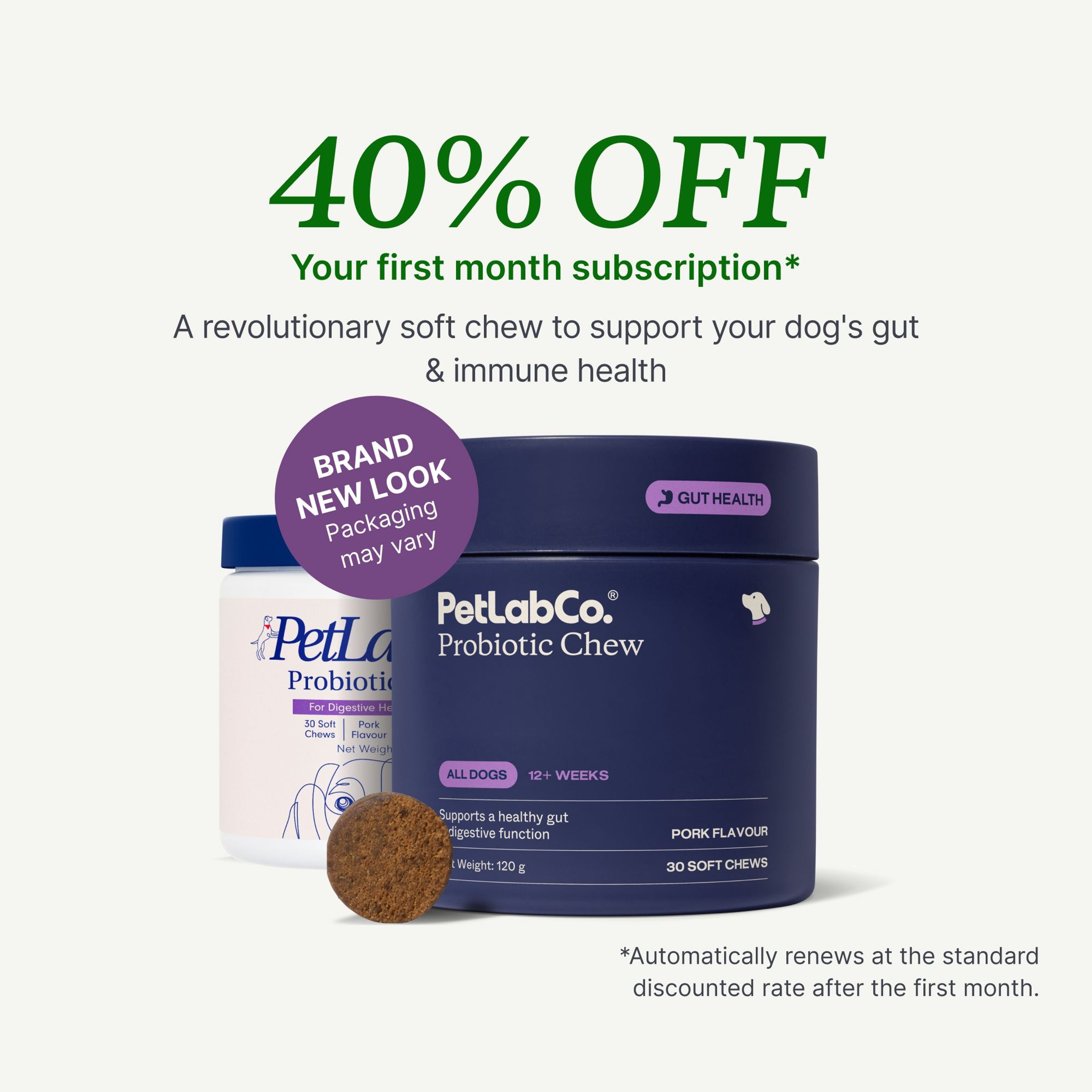 Petlab Co. Probiotic Chew for Dogs product image with subscription offer