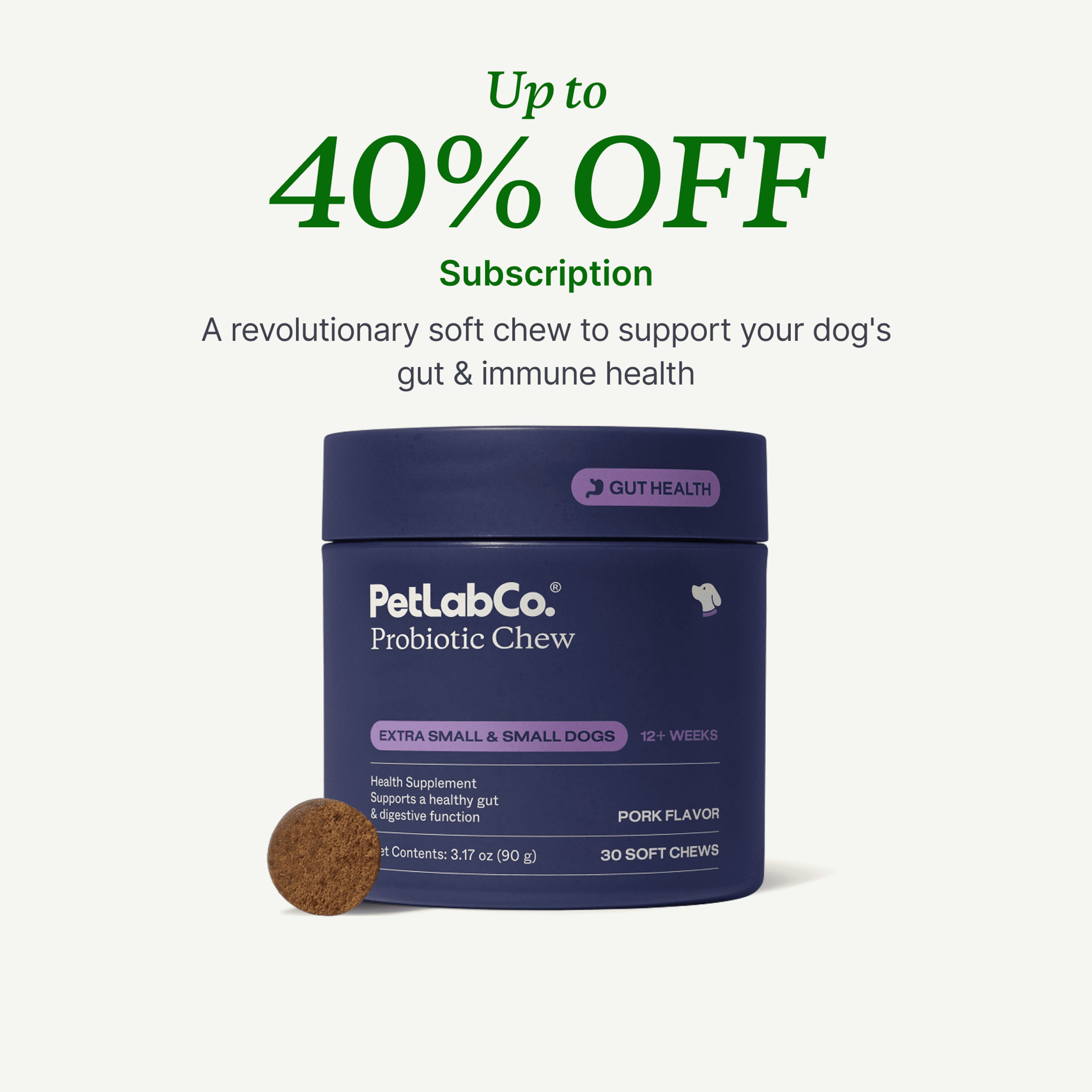 Petlab Co. Tailored Probiotics for Dogs - Soft Chews product image with subscription offer