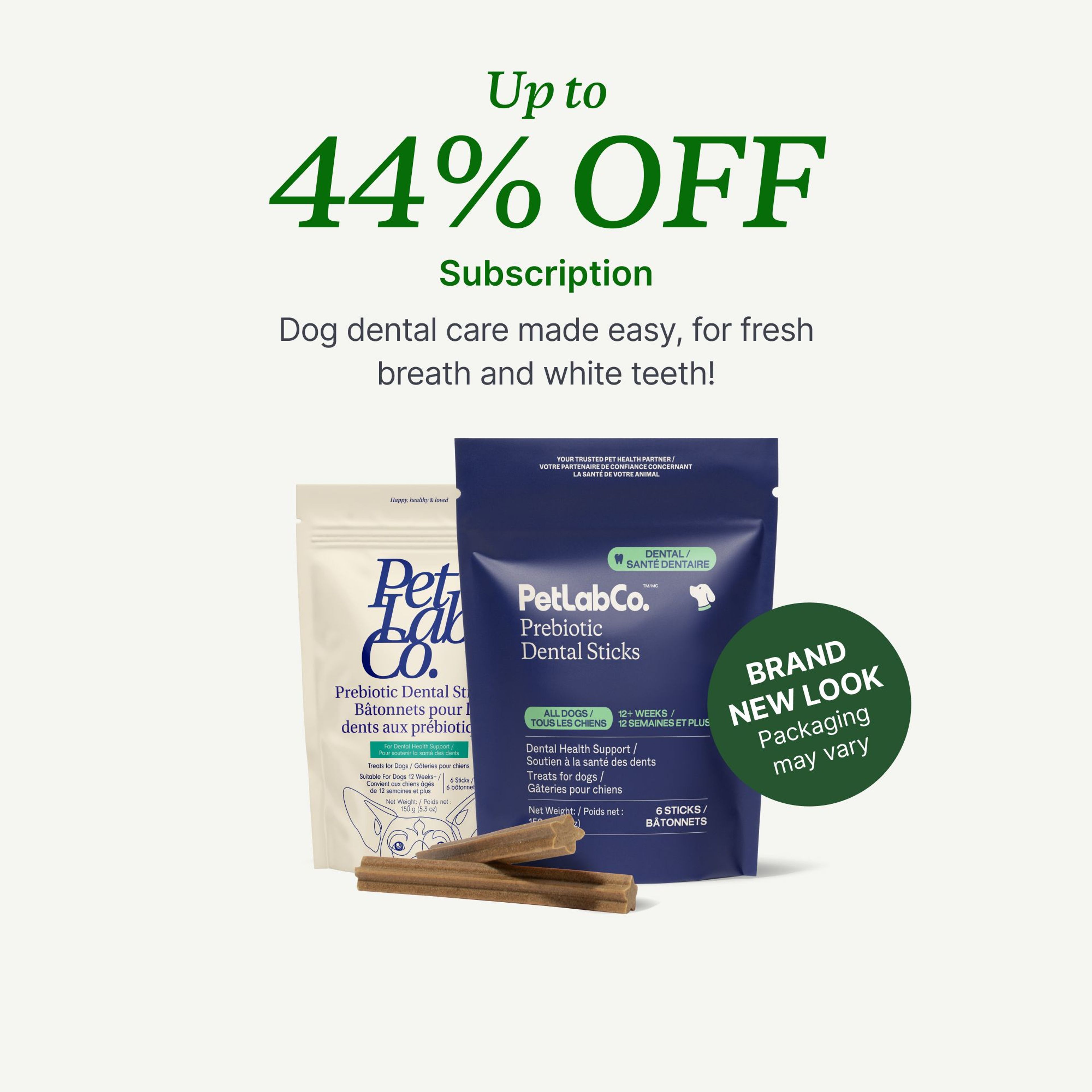Petlab Co. Prebiotic Dental Sticks for Dogs product image with subscription offer