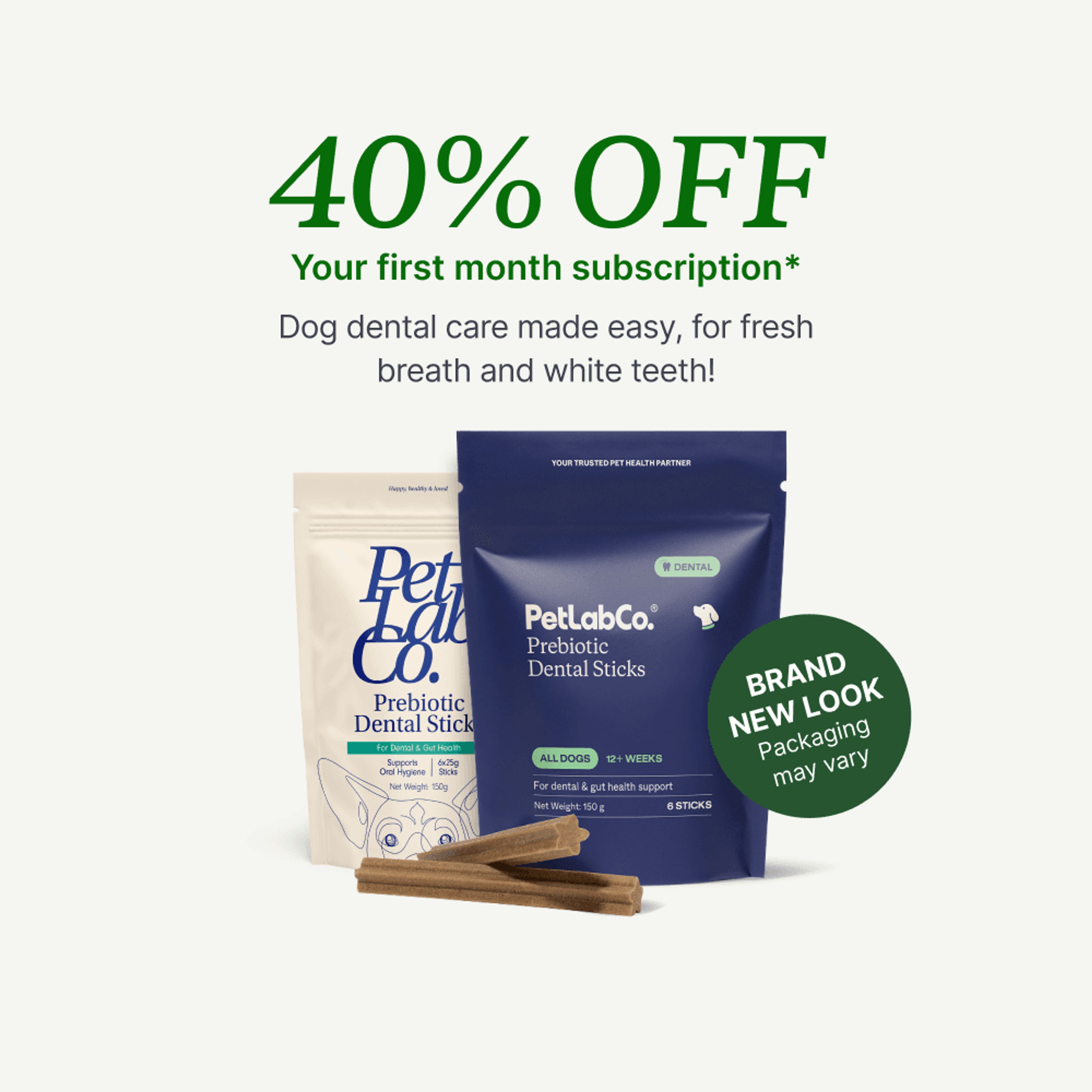 Petlab Co. Prebiotic Dental Sticks for Dogs product image with subscription offer