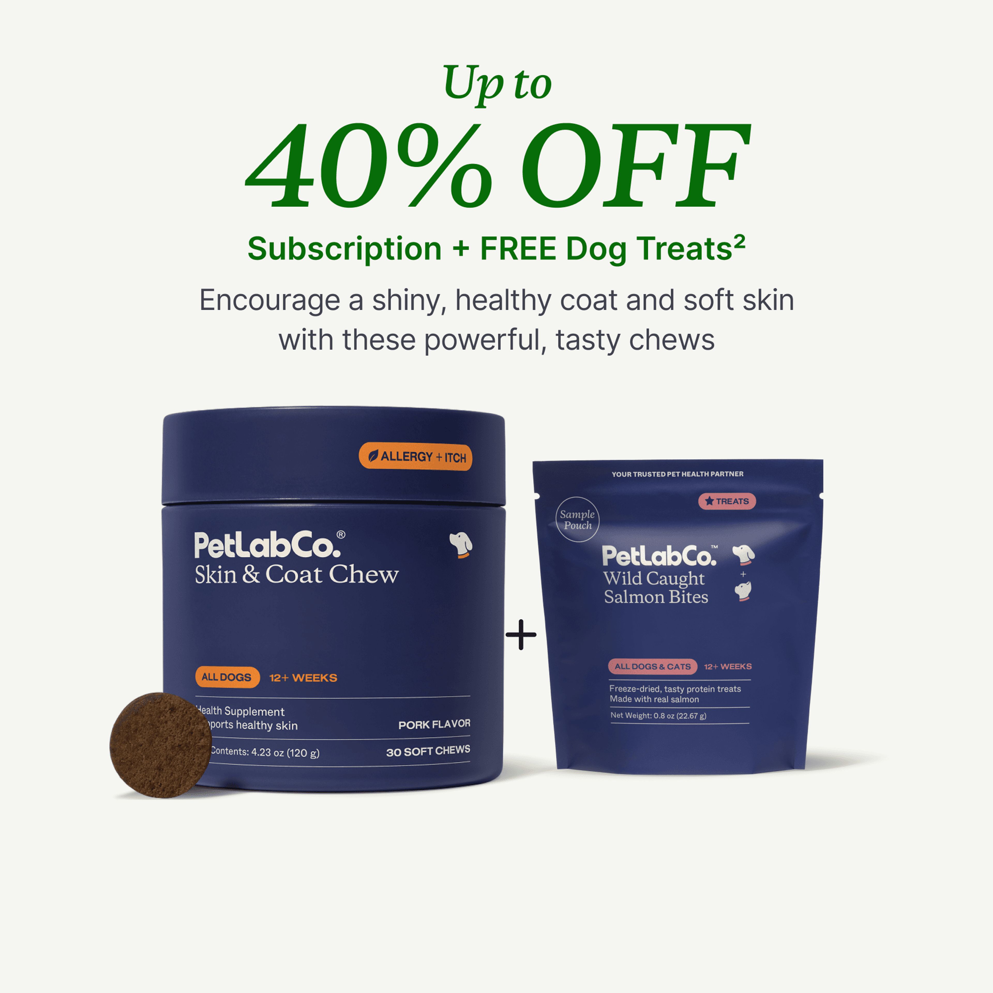 Petlab Co. Dog Skin & Coat Supplement - Soft Chews product image with subscription offer