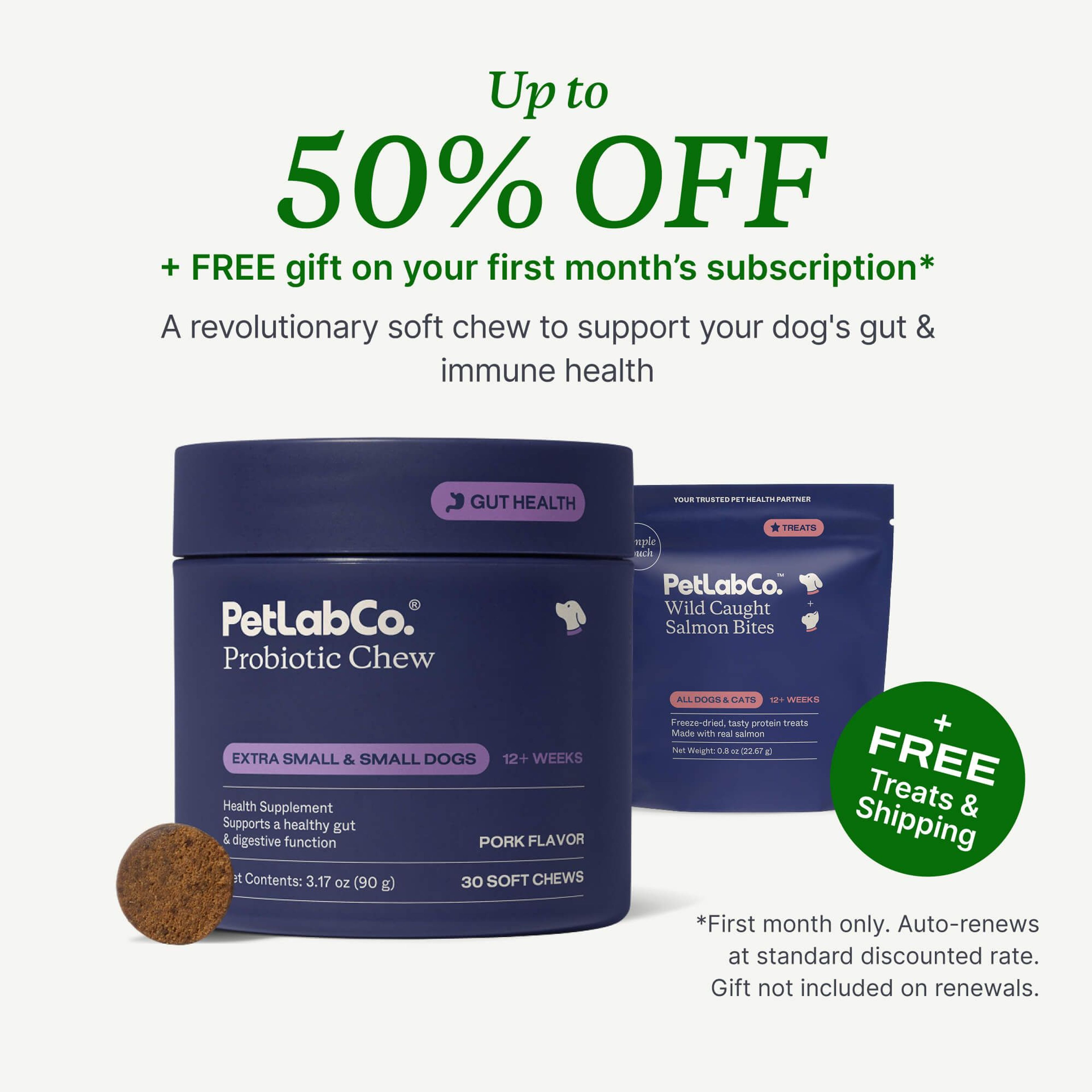 Petlab Co. Dog Probiotics - Tailored Soft Chews product image with subscription offer