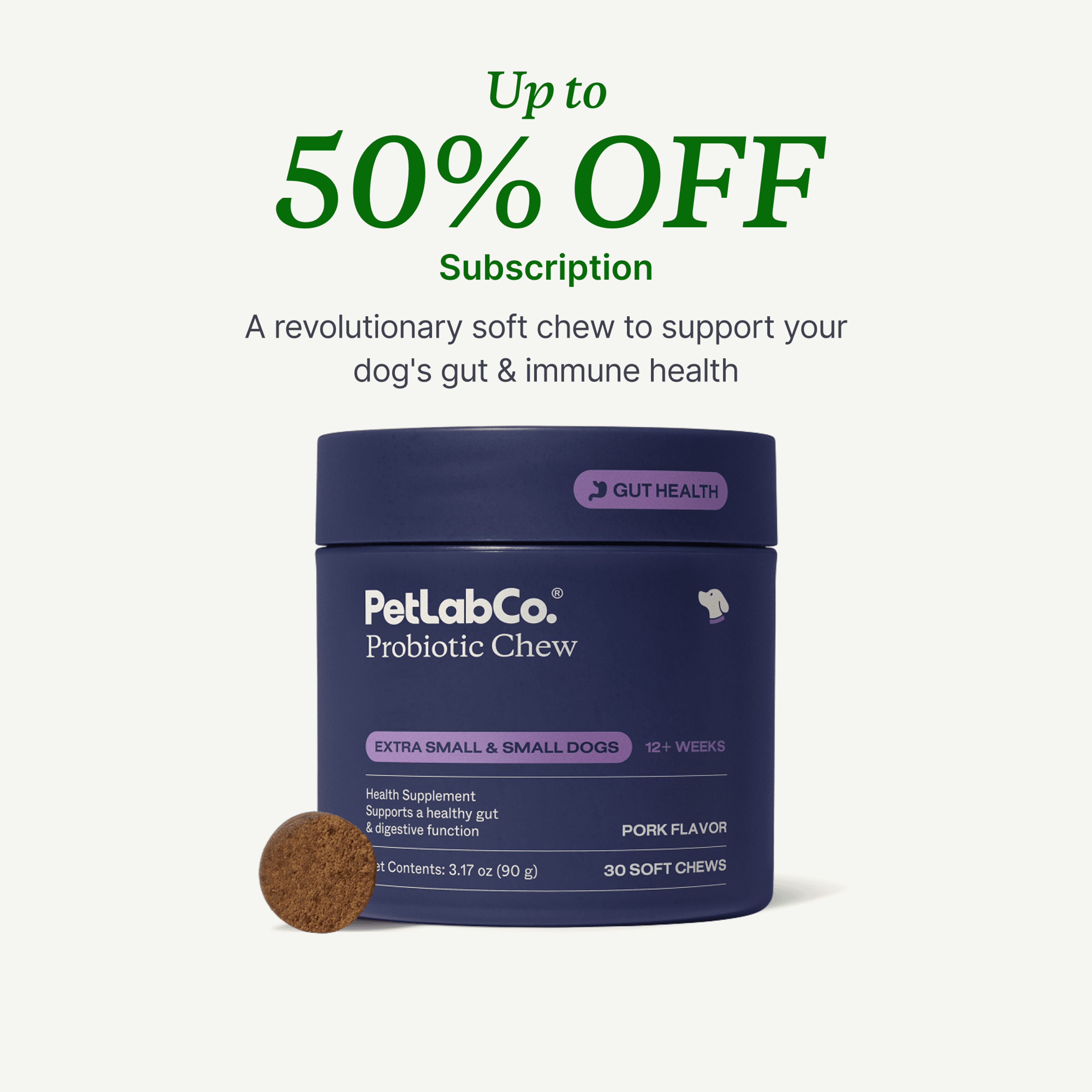 Petlab Co. Dog Probiotics - Tailored Soft Chews product image with subscription offer