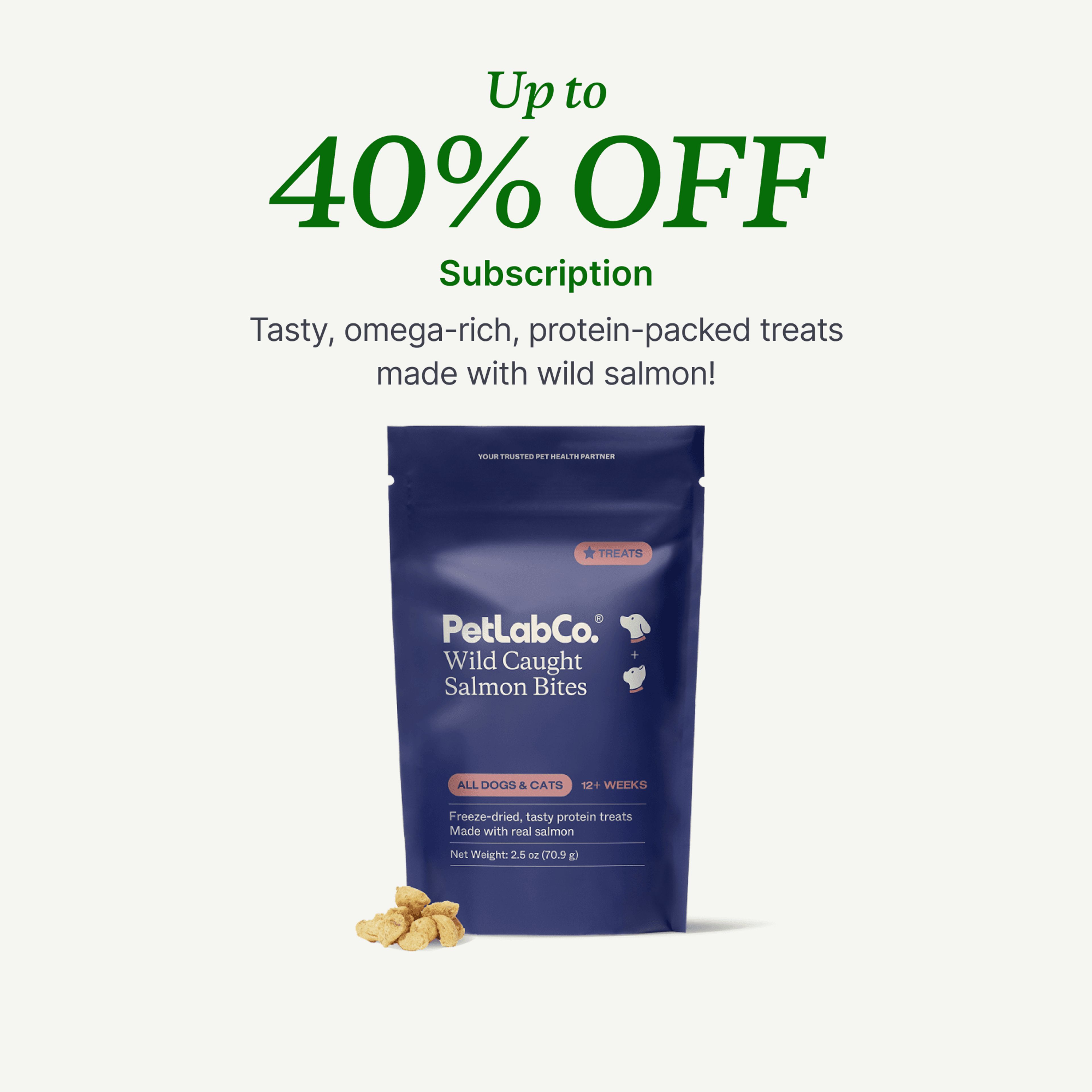 Petlab Co. Wild Caught Freeze-dried Salmon Cat & Dog Treats product image with subscription offer