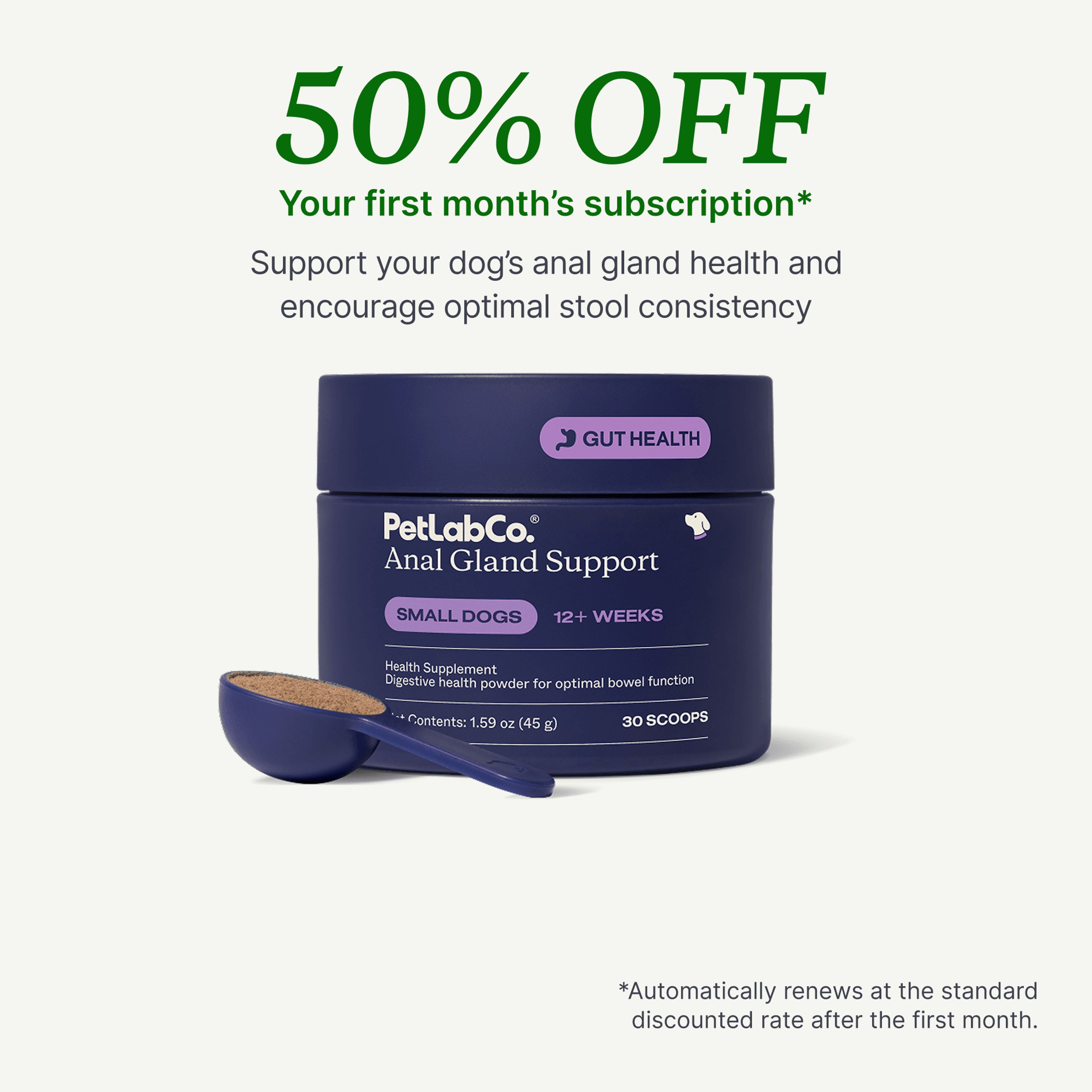 Petlab Co. Anal Gland Support product image with subscription offer