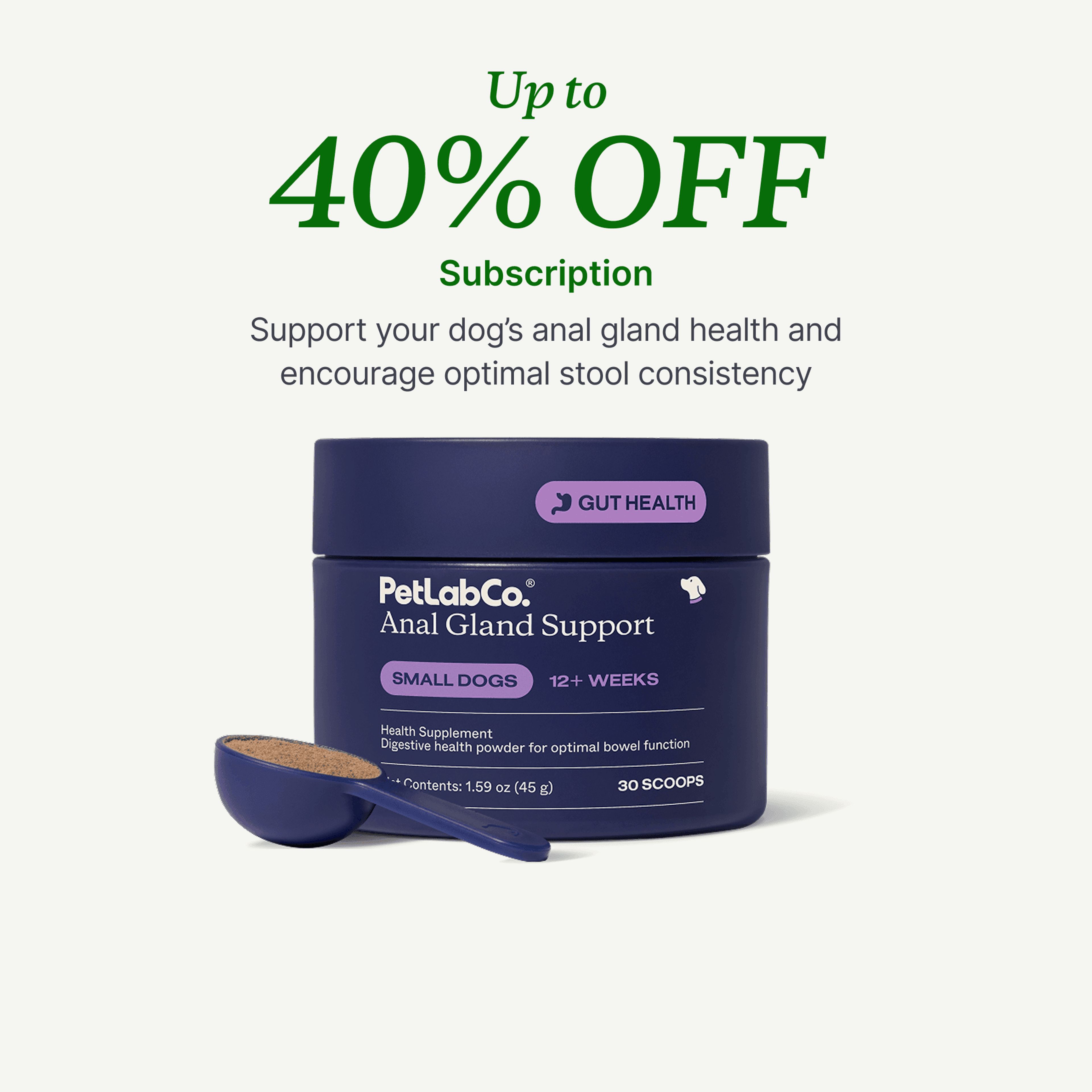 Petlab Co. Dog Anal Gland Supplement - Powder Formula product image with subscription offer
