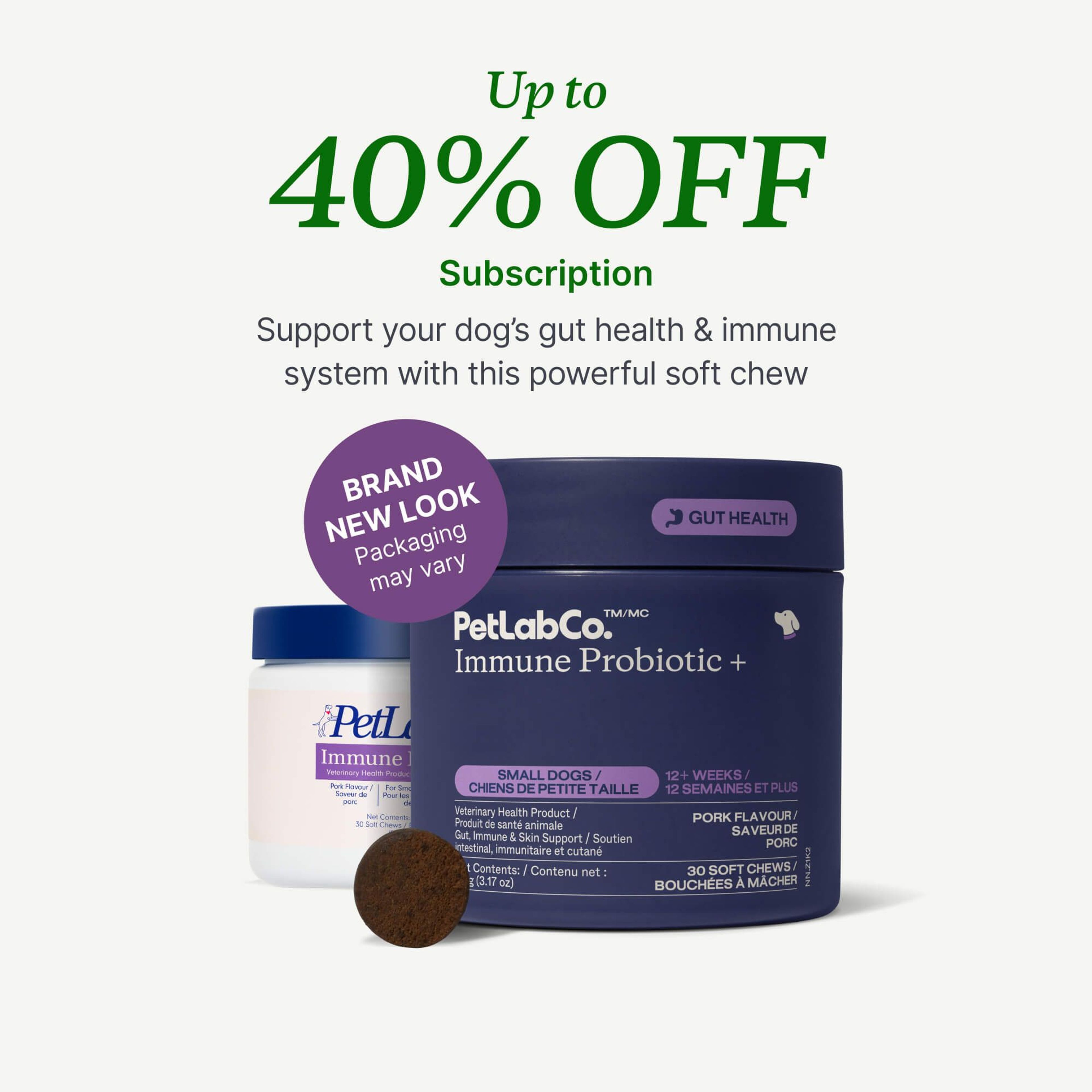 Petlab Co. Immune Probiotic + product image with subscription offer