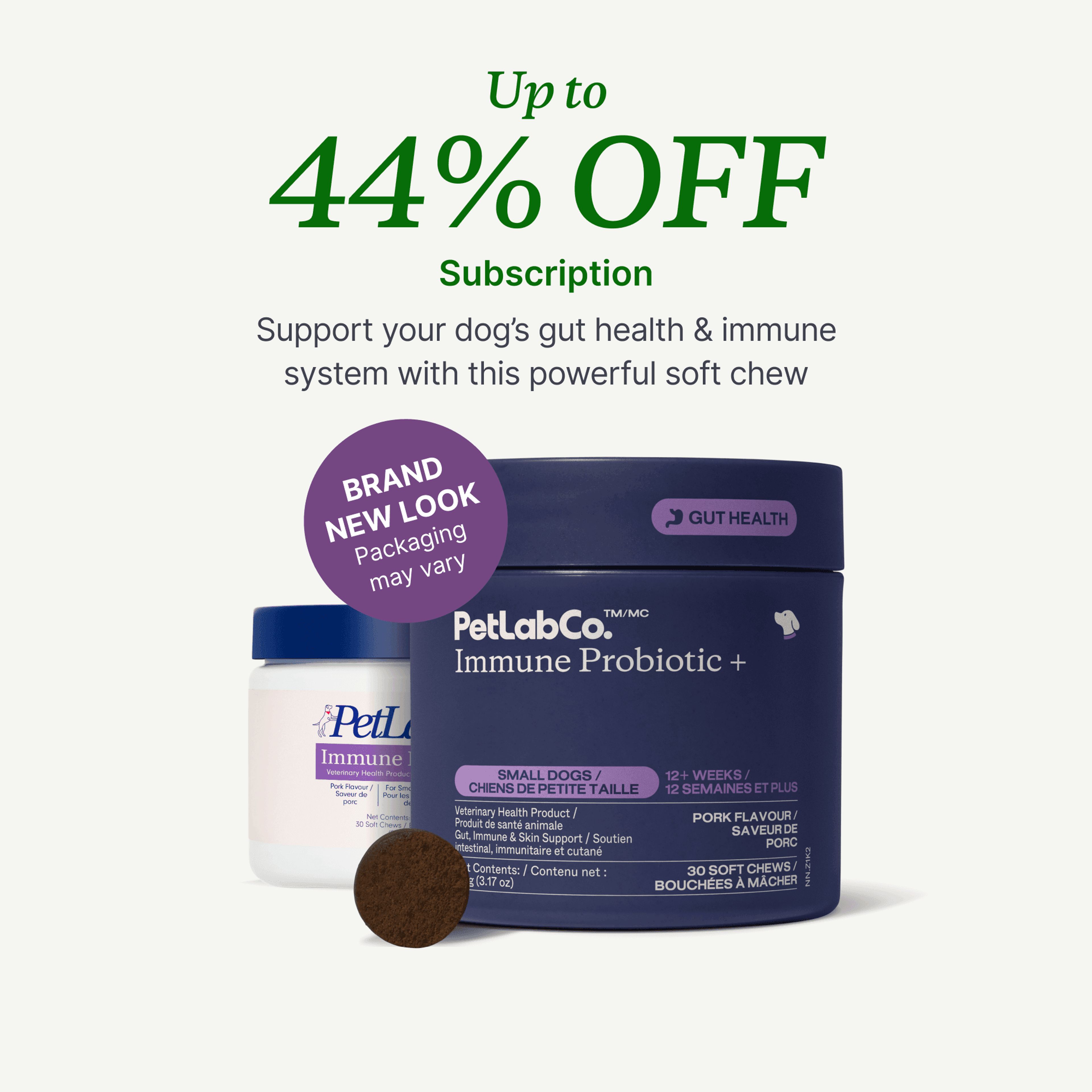 Petlab Co. Immune Probiotic + product image with subscription offer