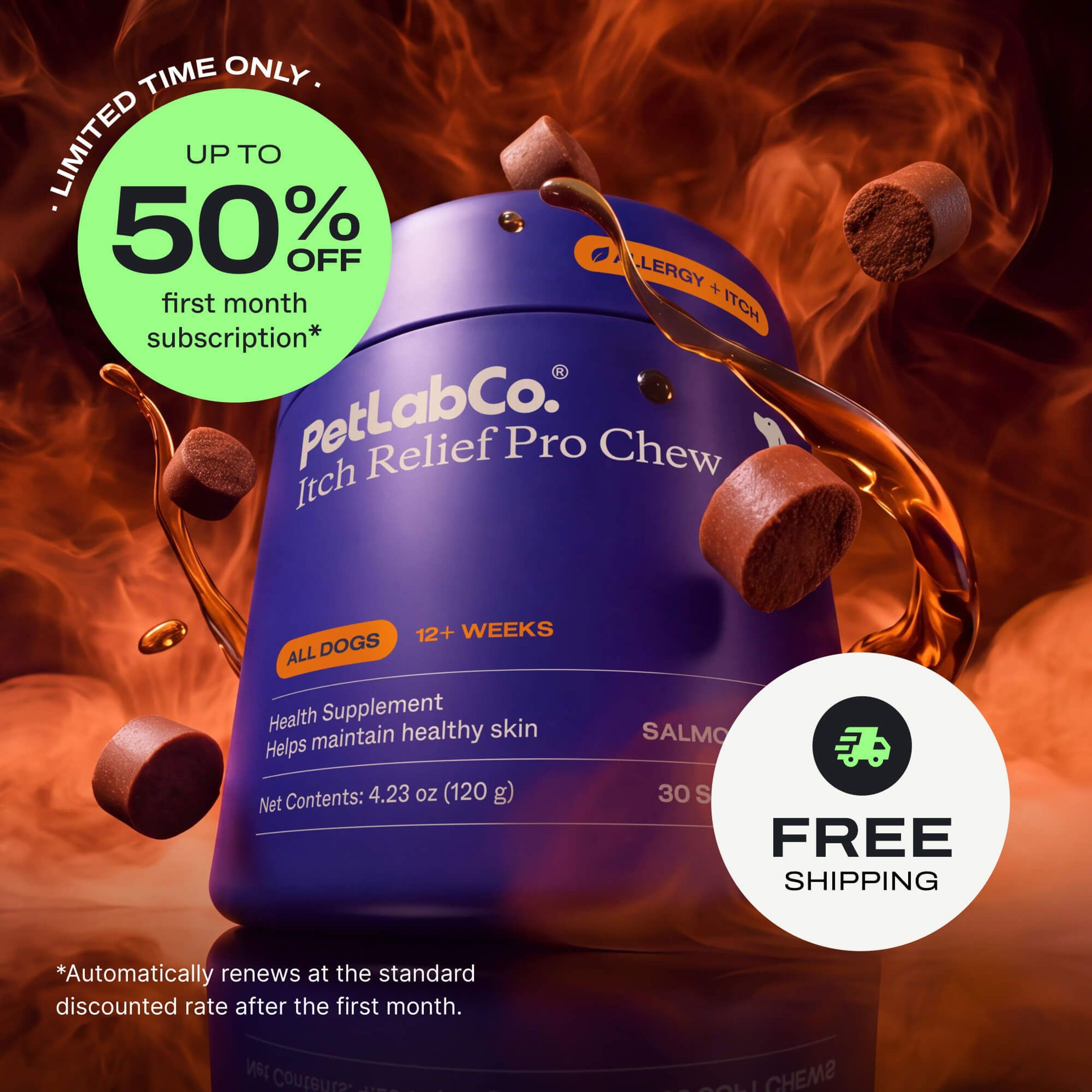 Petlab Co. Itch Relief Pro for Dogs - Soft Chews product image with subscription offer