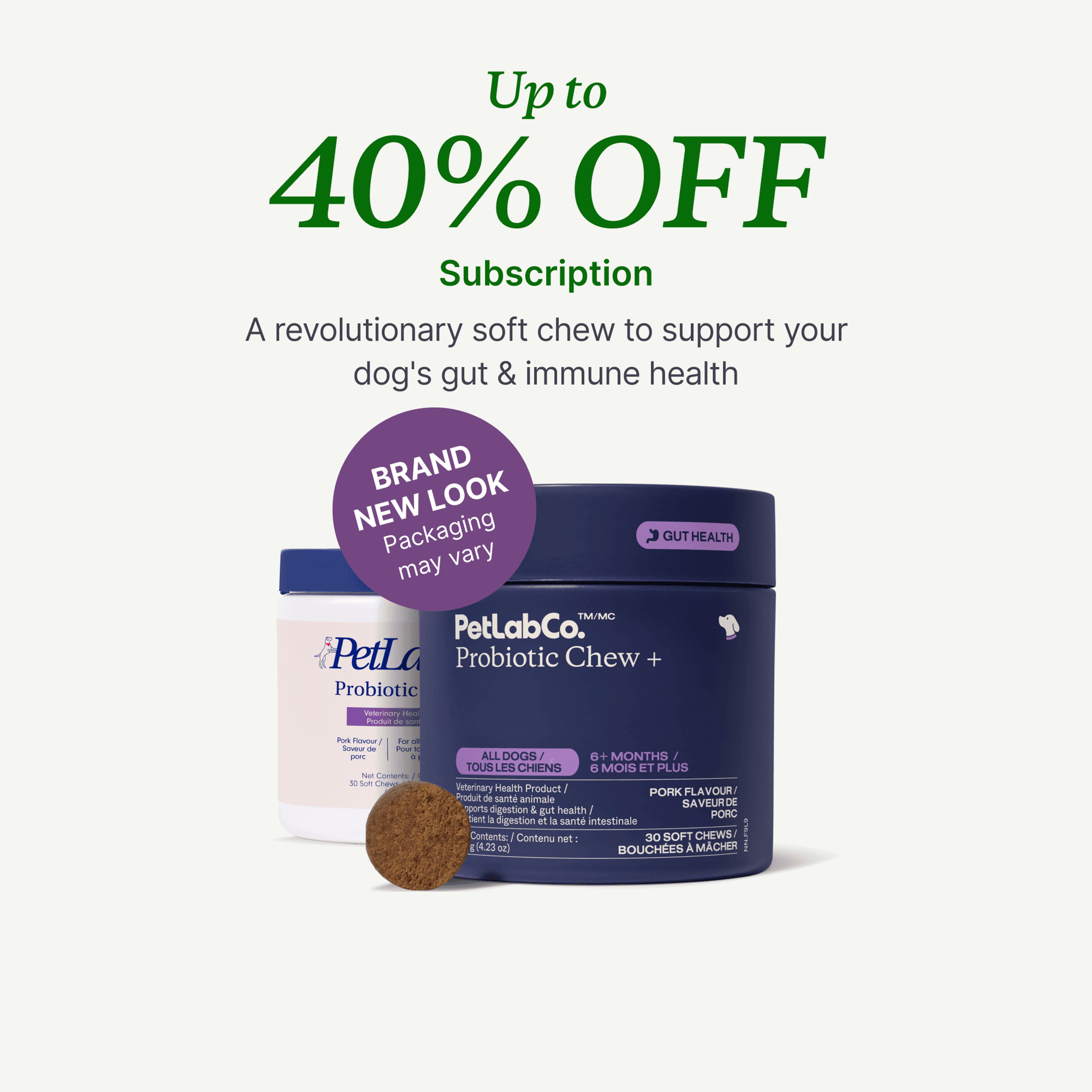 Petlab Co. Probiotic Chew +&nbsp; product image with subscription offer