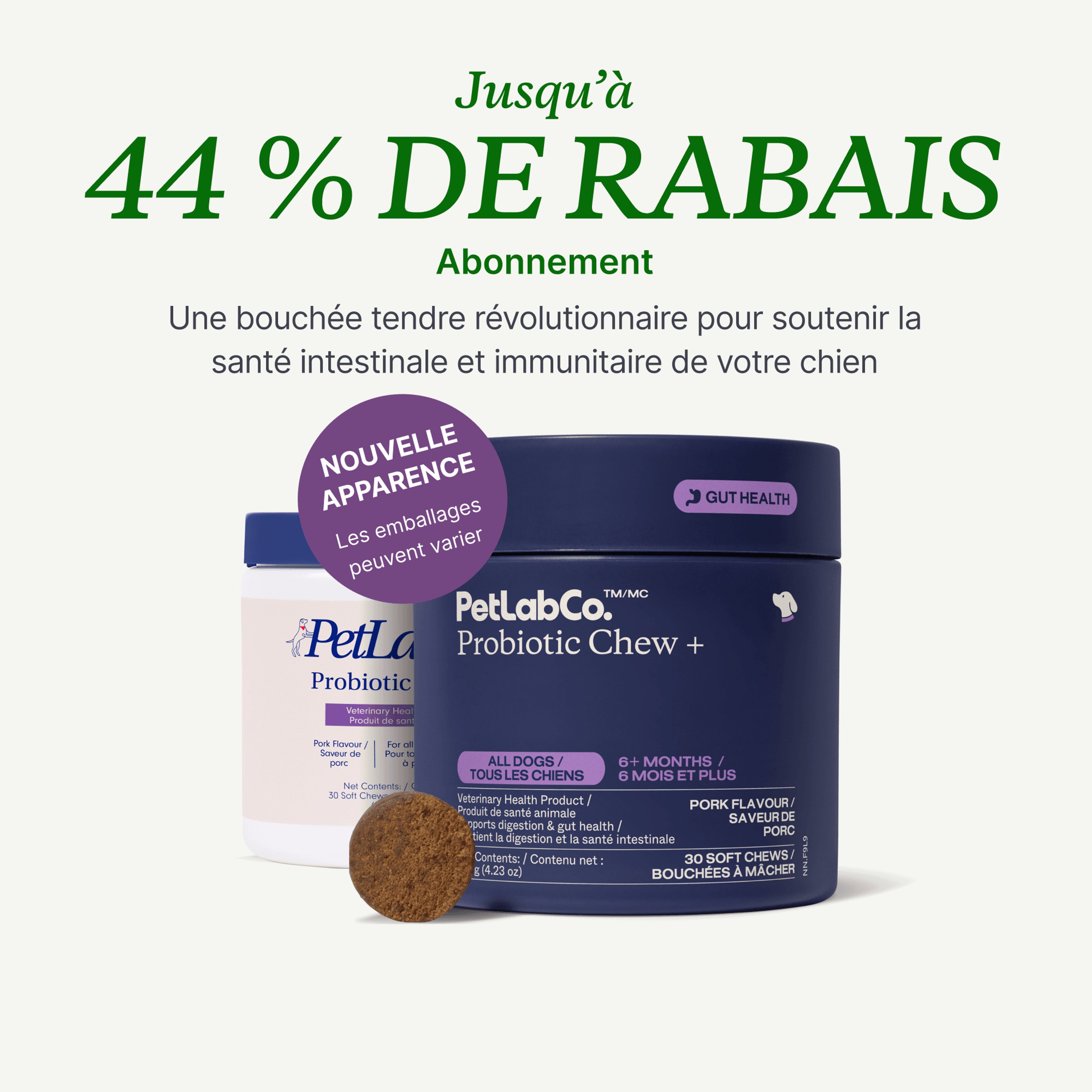 Petlab Co. Probiotic Chew + pour chiens image du produit avec abonnement offre