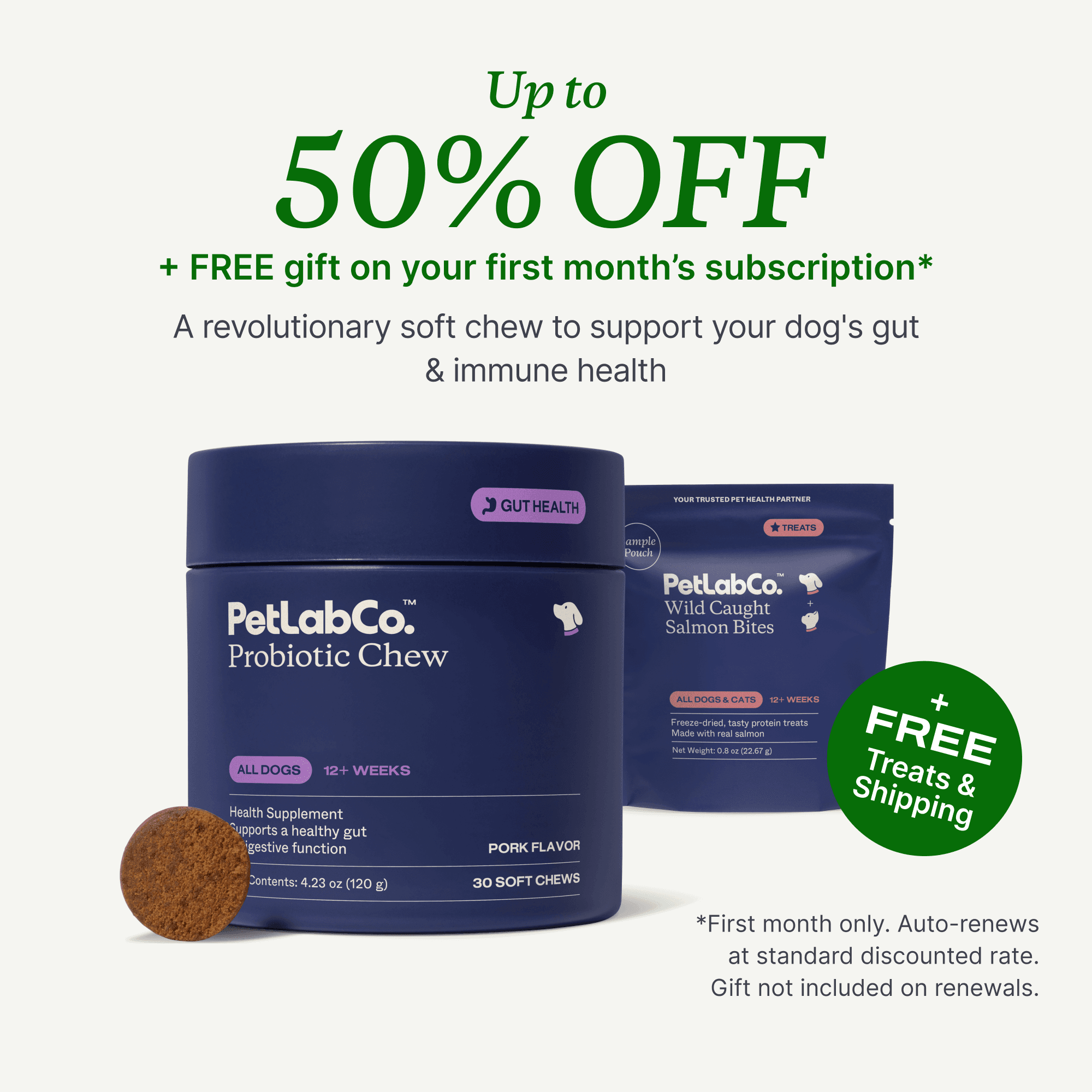 Probiotic Chews with free Wild Caught Salmon Bites