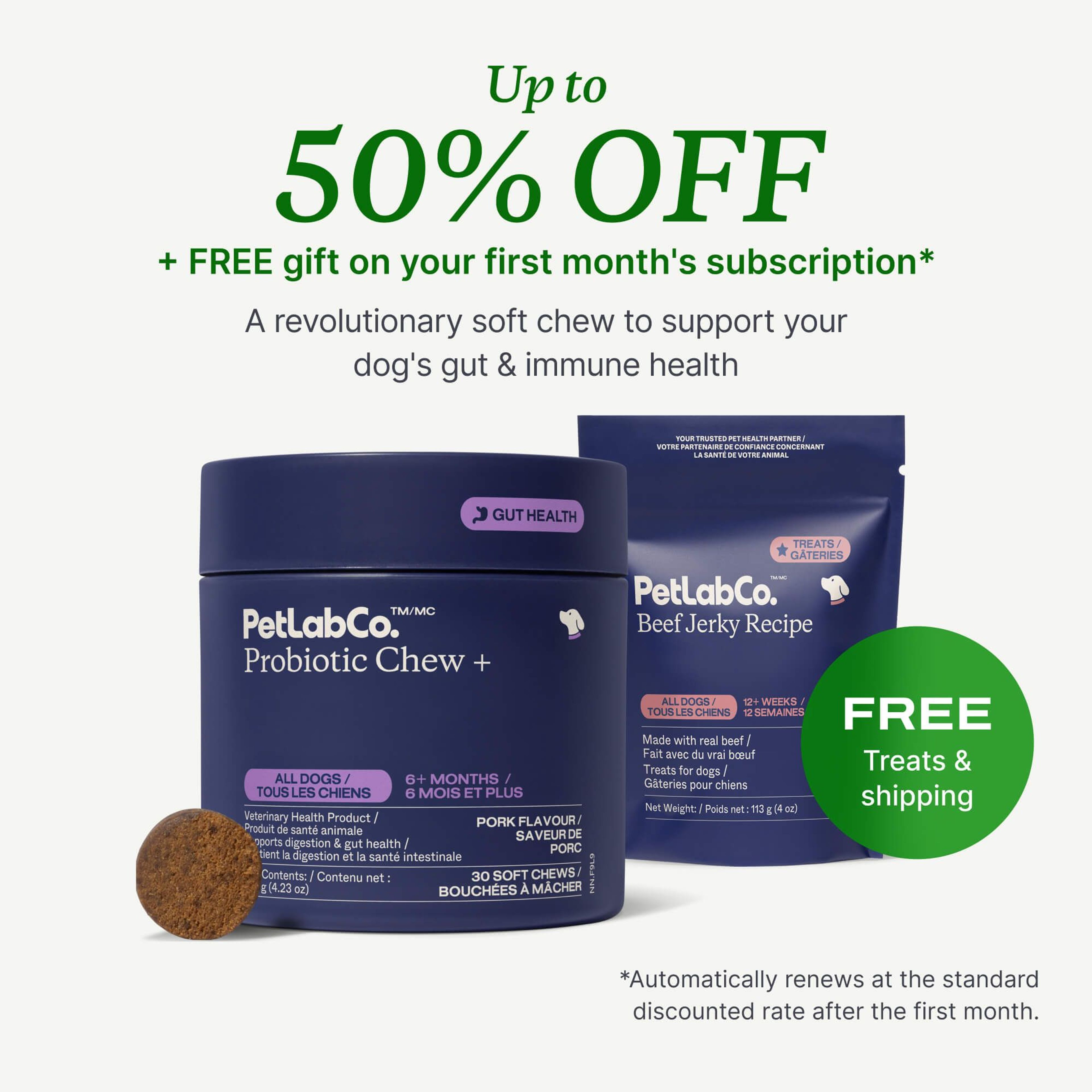 Petlab Co. Probiotic Chew +&nbsp; product image with subscription offer
