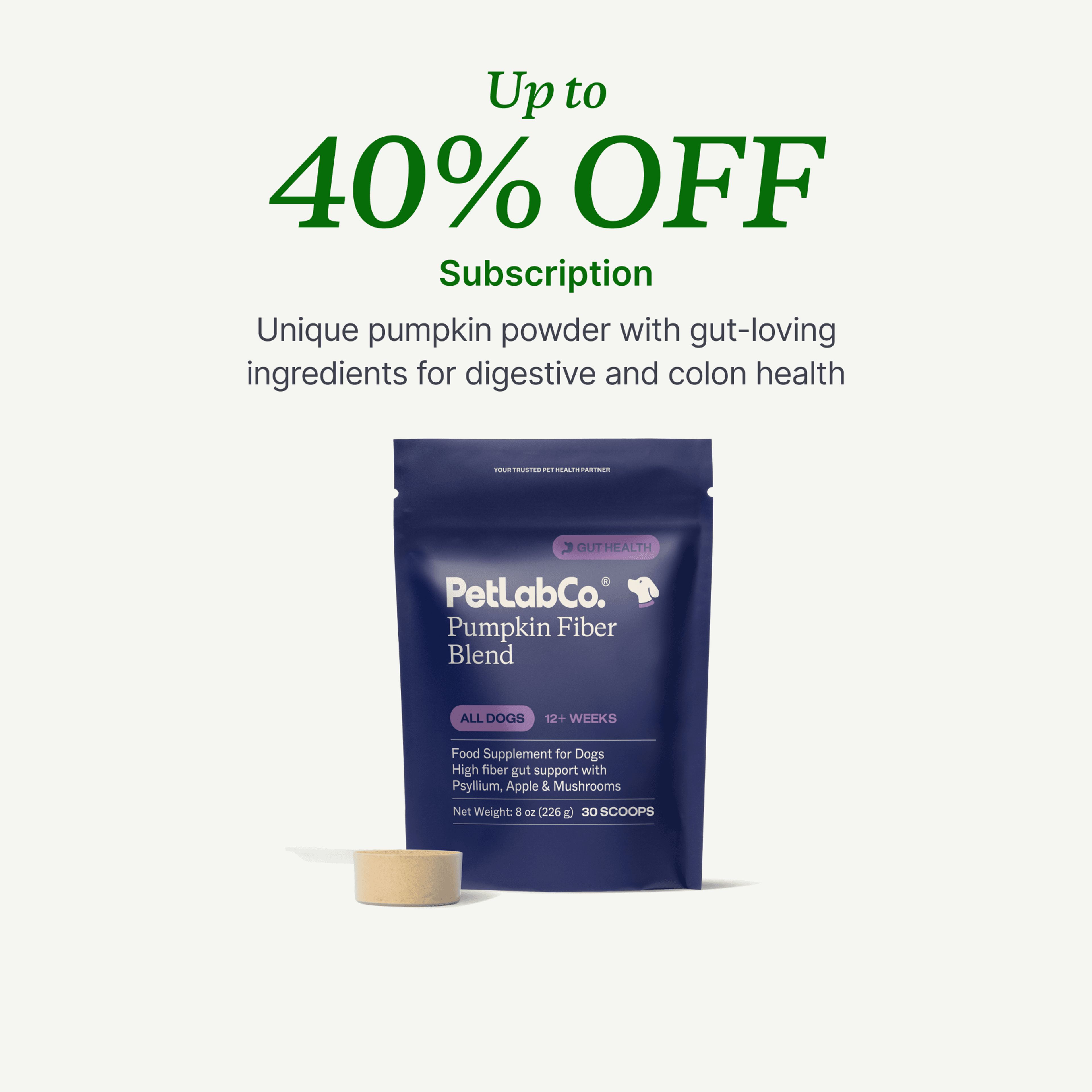 Petlab Co. Pumpkin Powder Blend for Dogs product image with subscription offer