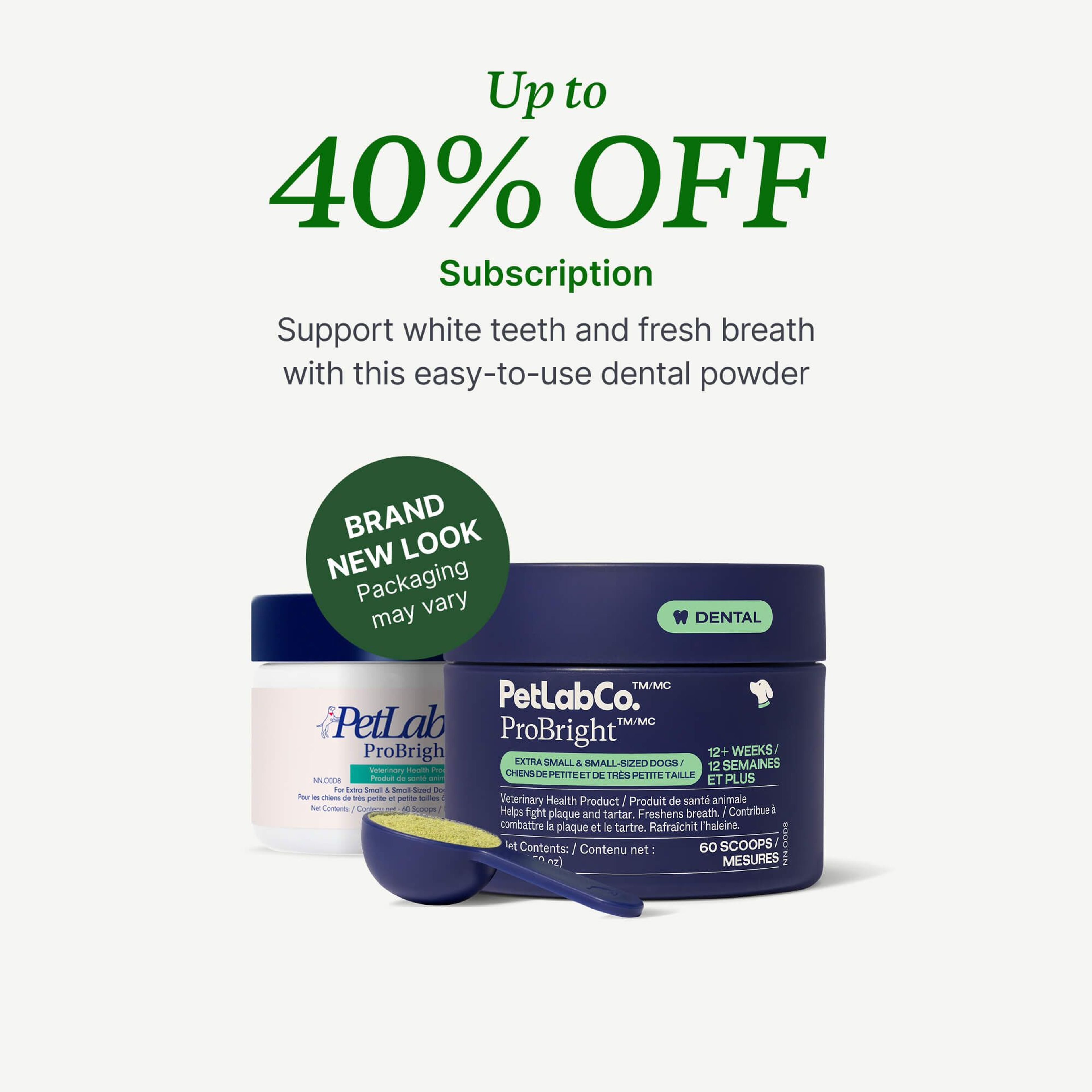 Petlab Co. ProBright™ product image with subscription offer