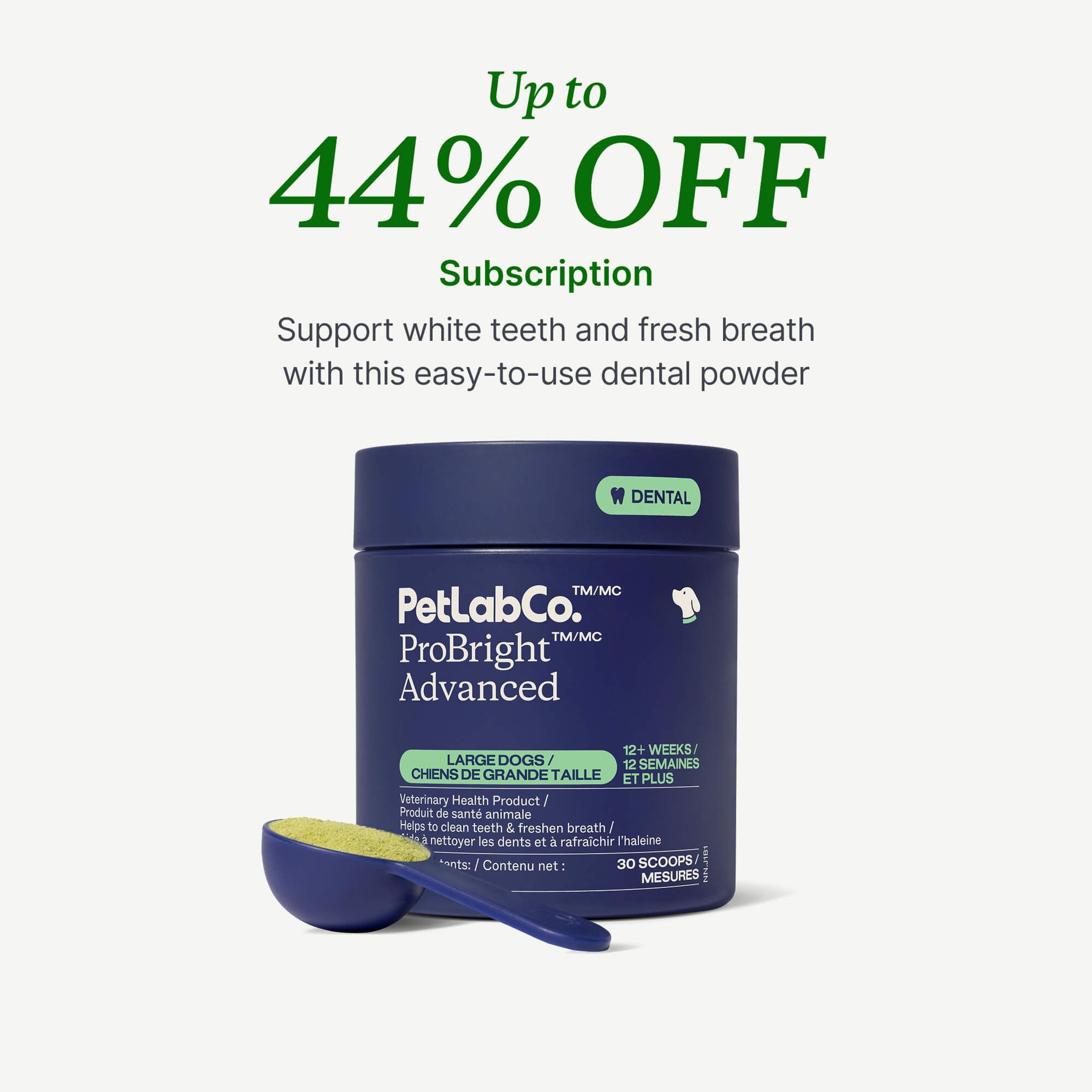 Petlab Co. ProBright™ Advanced Dog Dental Powder product image with subscription offer