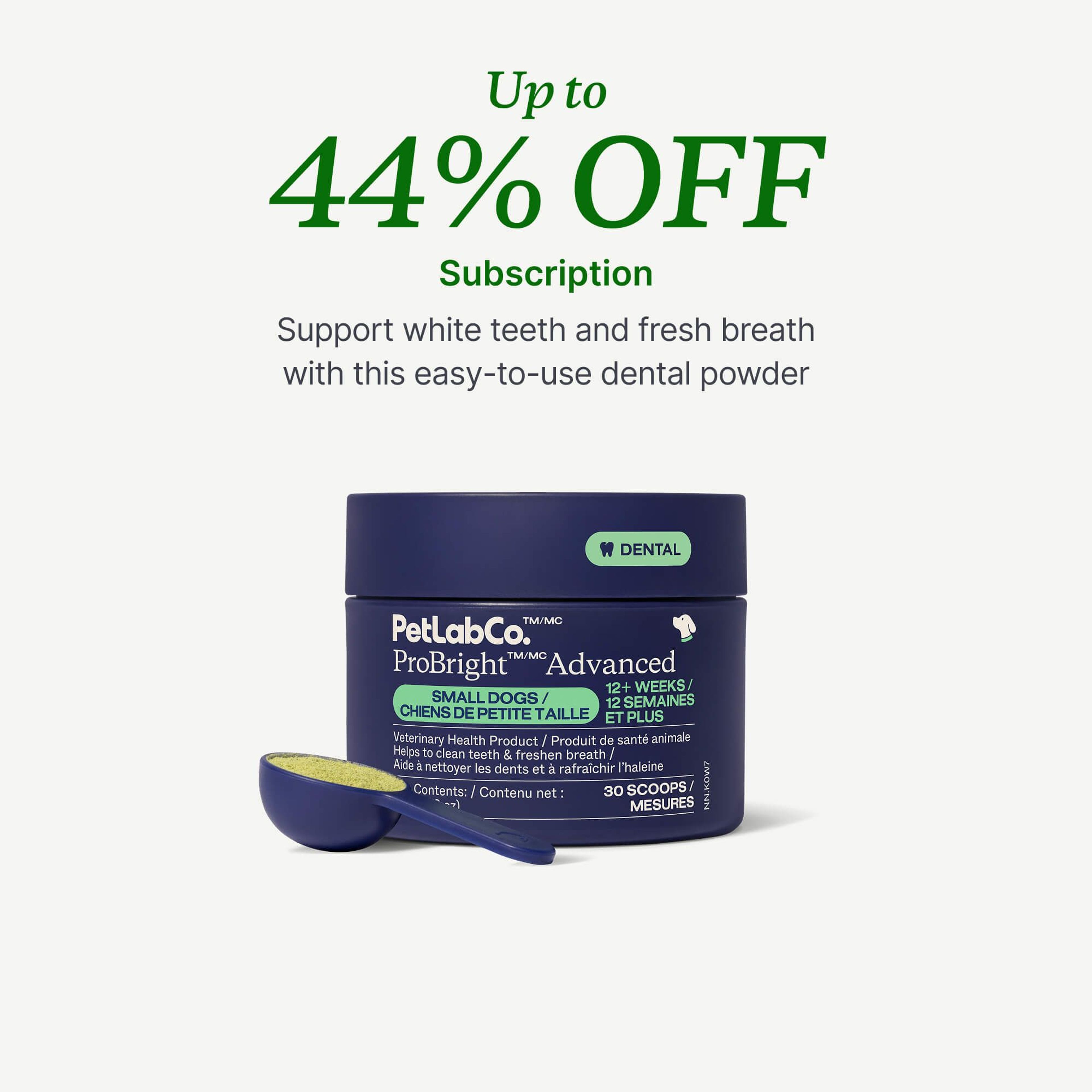 Petlab Co. ProBright™ Advanced Dog Dental Powder product image with subscription offer