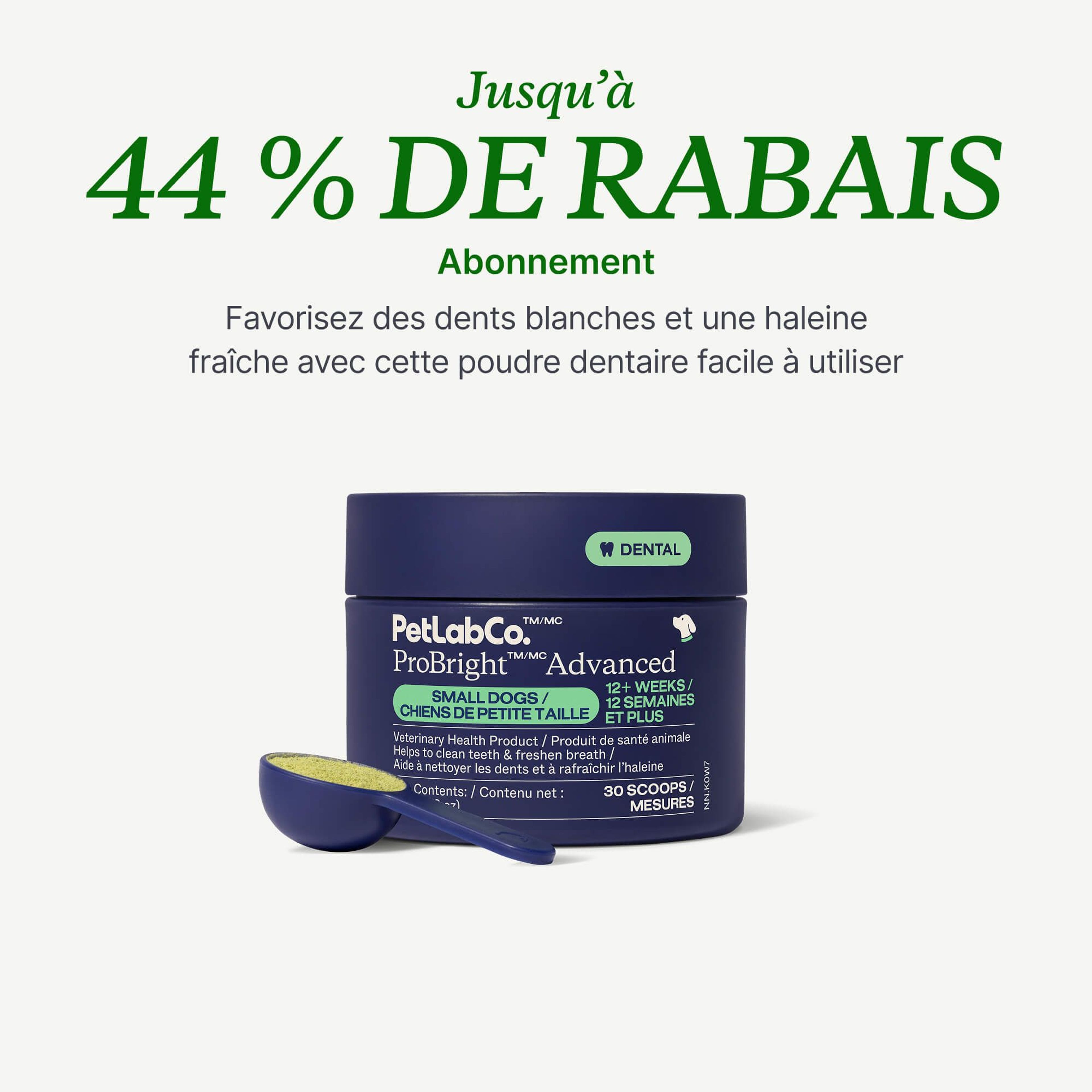 Petlab Co. ProBright™ Advanced de PetLabCo. – Poudre dentaire pour chiens image du produit avec abonnement offre