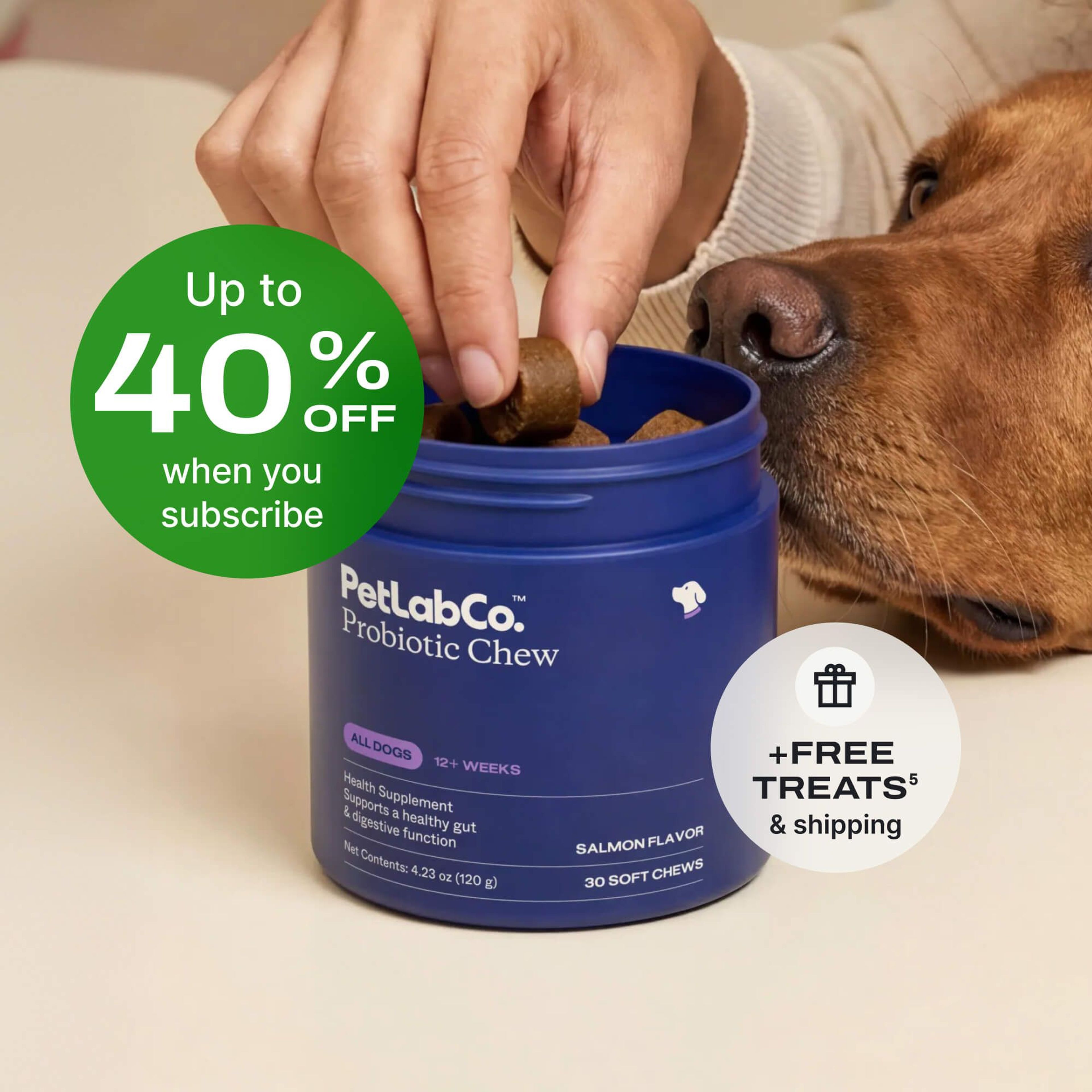 Petlab Co. Probiotics for Dogs - Soft Chews product image with subscription offer