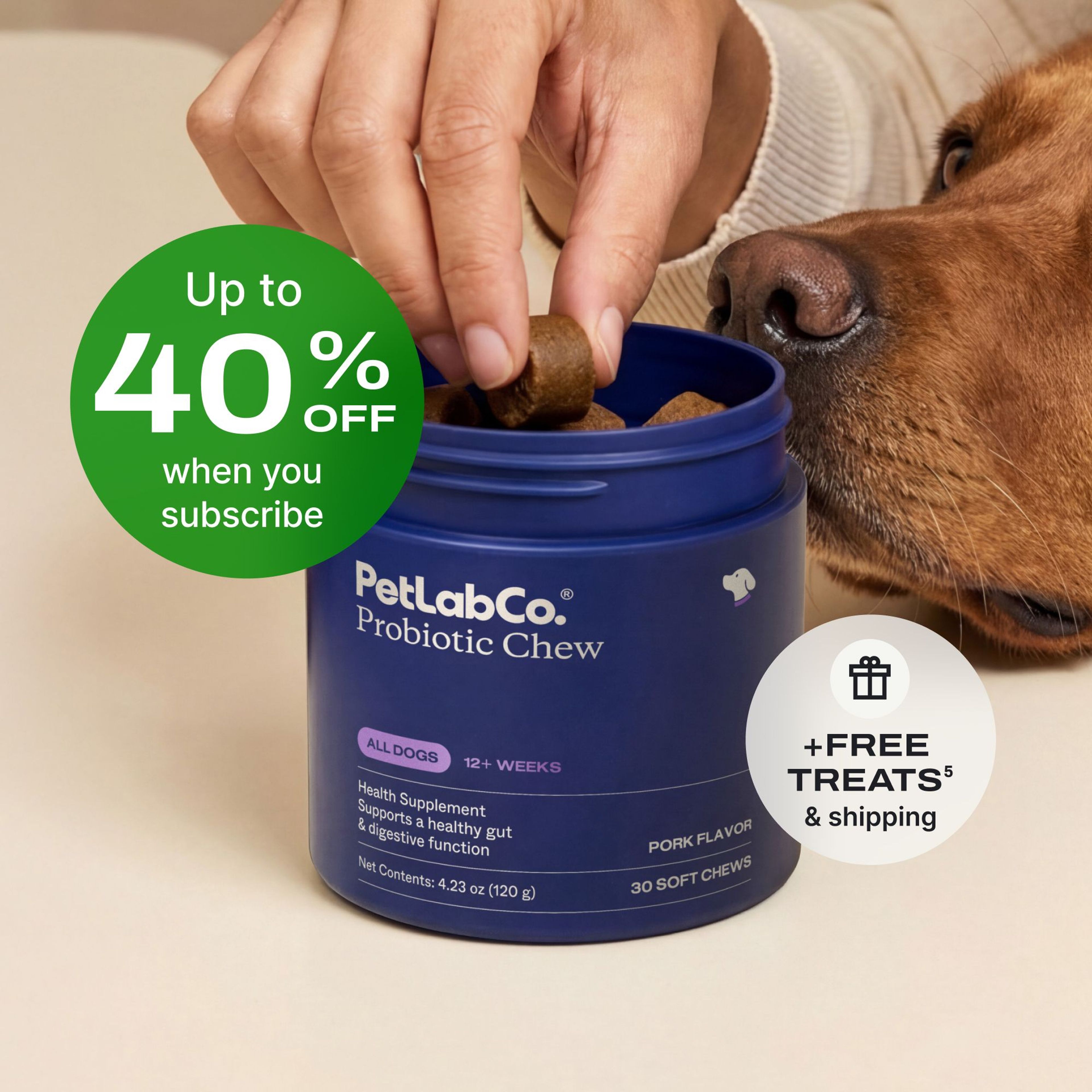 Petlab Co. Probiotics for Dogs - Soft Chews product image with subscription offer